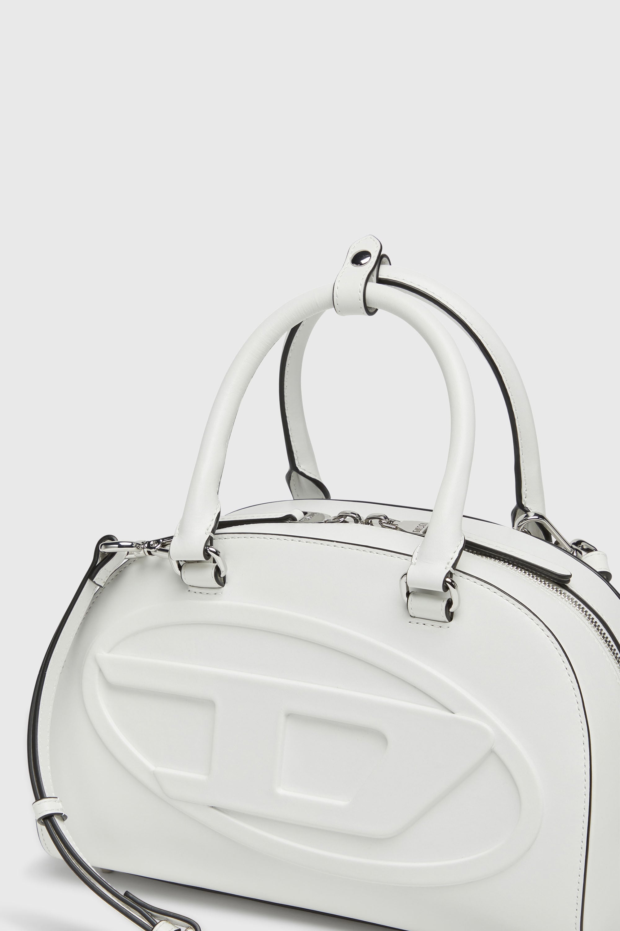Diesel - 1DR DOME TOP HANDLE, Woman's 1DR Dome-Leather bowling bag in White - 6