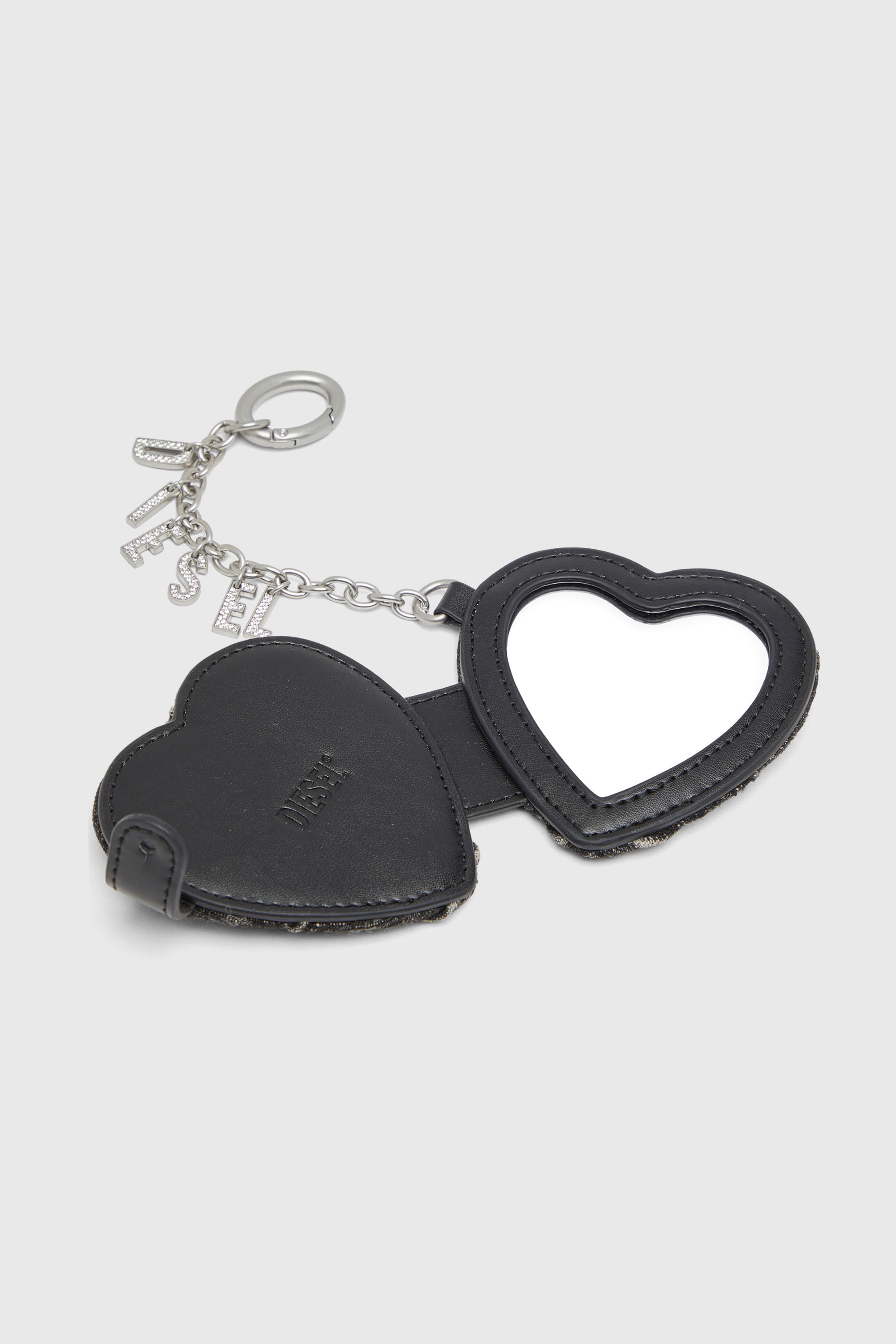 Diesel - CHARM-D MIRROR, Colgante en forma de espejo en denim acolchado con motivo argyle Mujer in Negro - 3