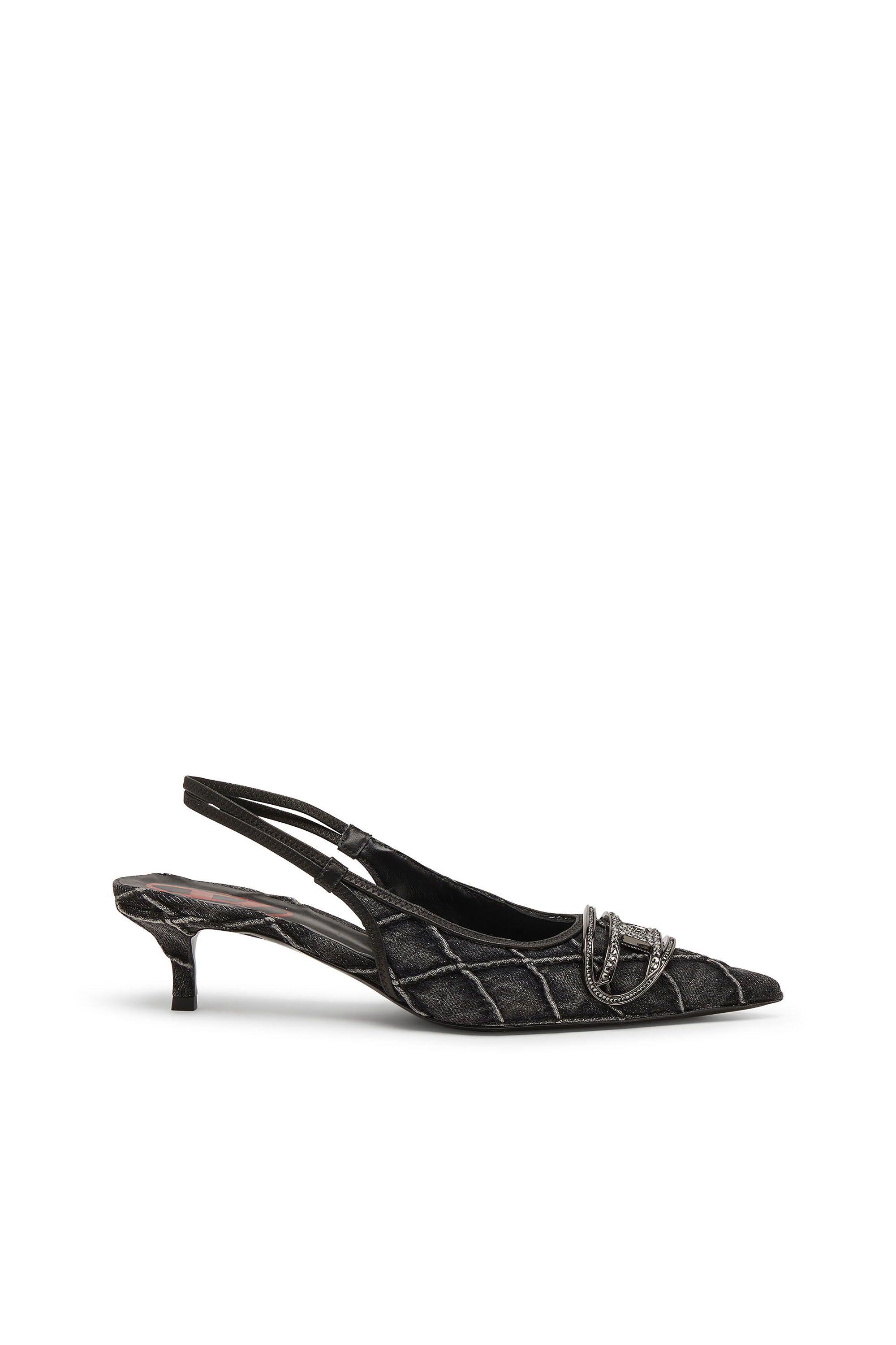 D-Venus-Zapatos de salón slingback de denim acolchado lavado
