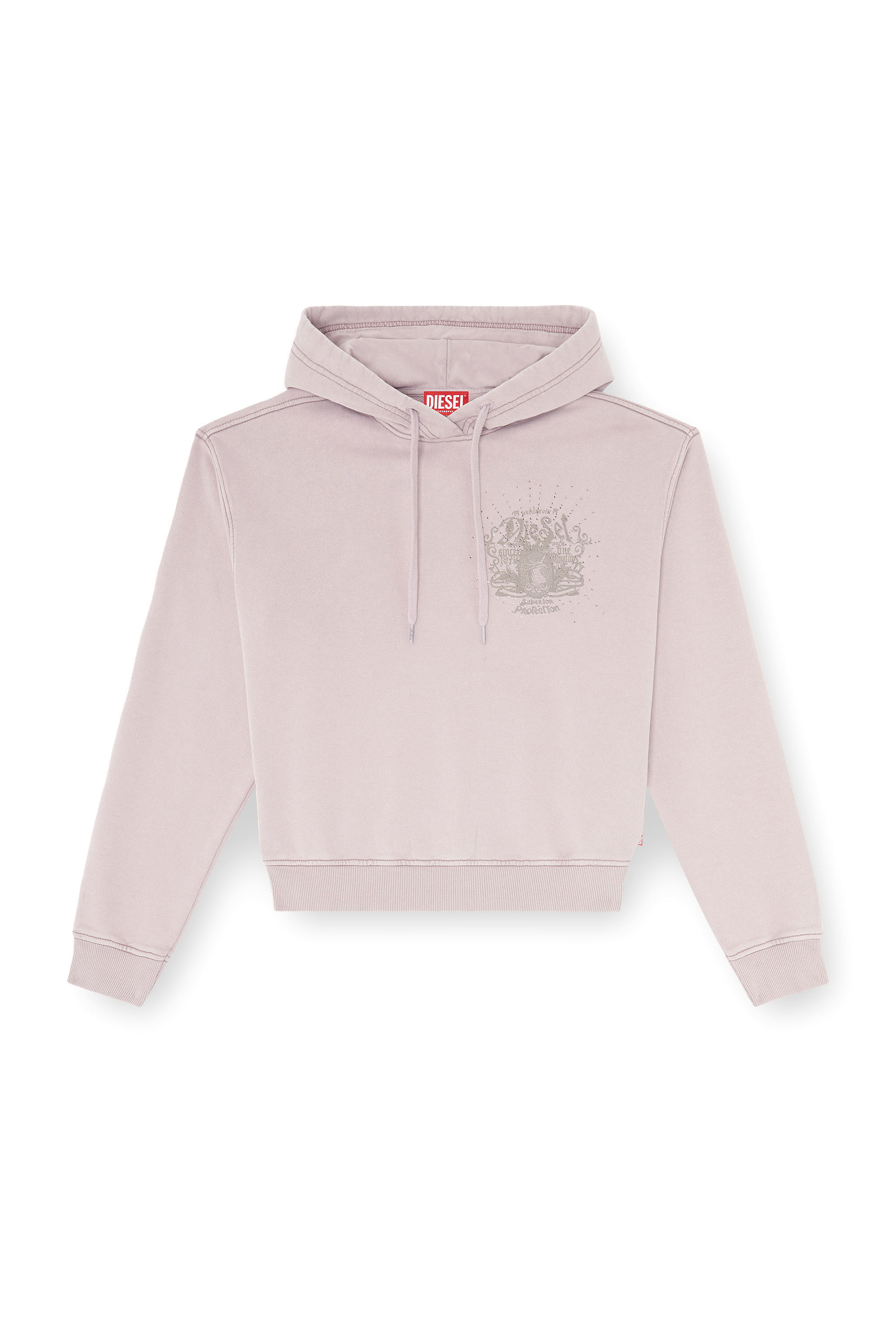 Diesel - F-PHOENY, Sudadera con capucha, estampados y tachuelas de strass Mujer in Morado - 2