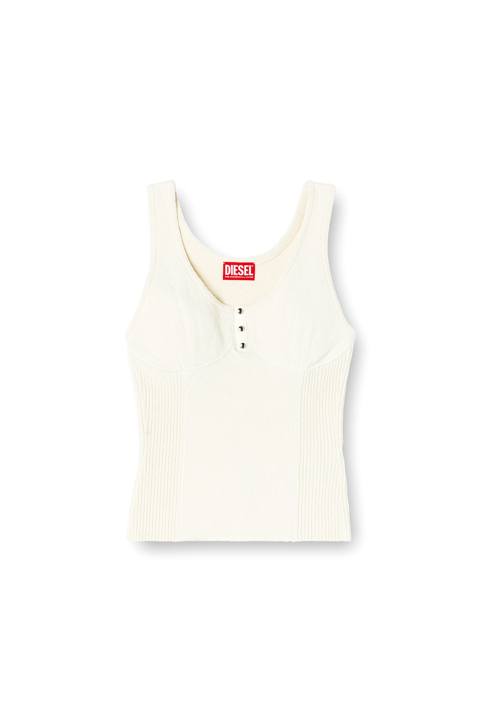 Diesel - M-LIANNE, Camiseta con tirantes tejida con efecto bustier Mujer in Blanco - 2