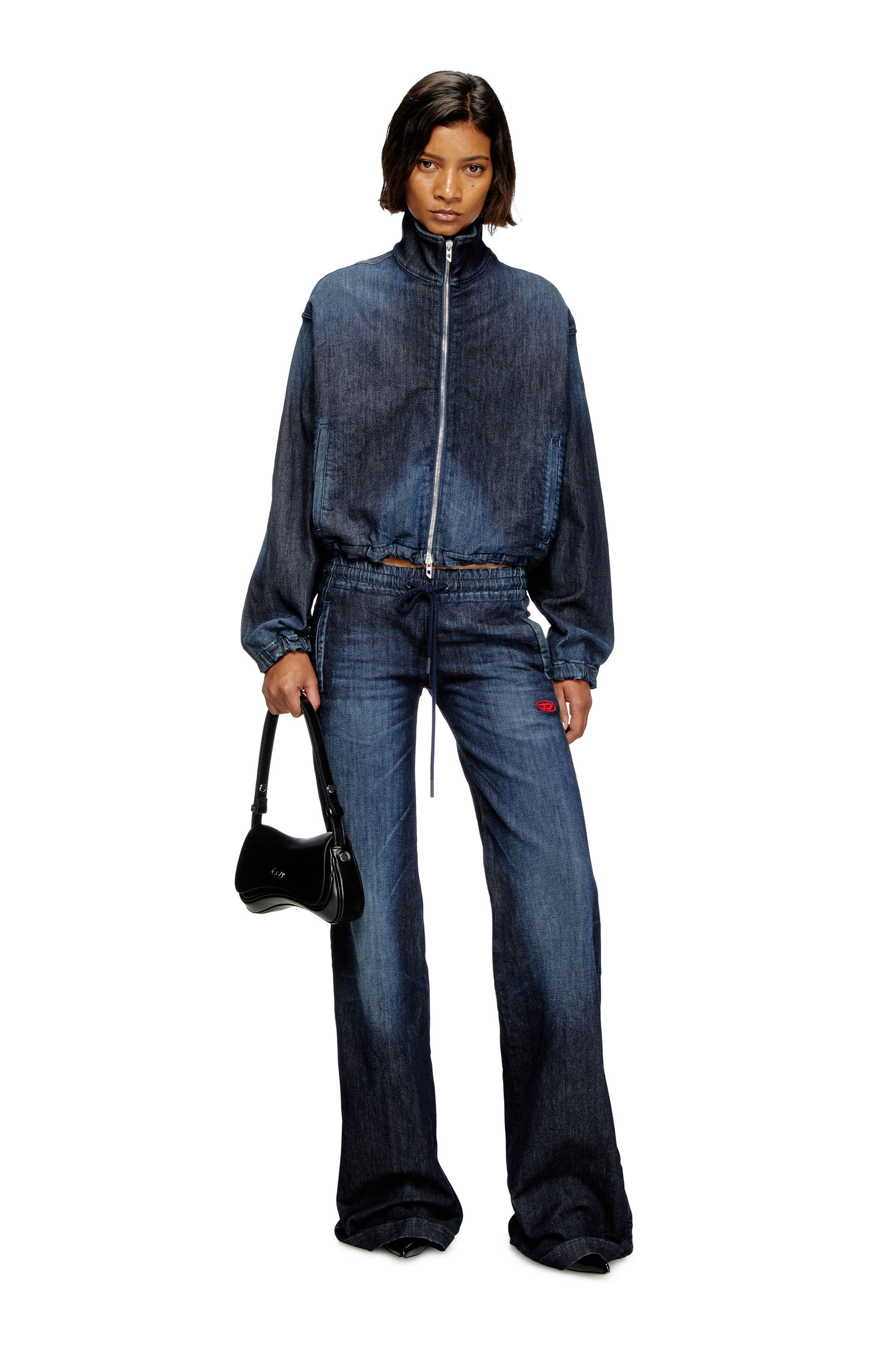 Diesel - DE-SANDERZ JOGG, Chaqueta de JoggJeans con cuello alto Mujer in Azul marino - 1