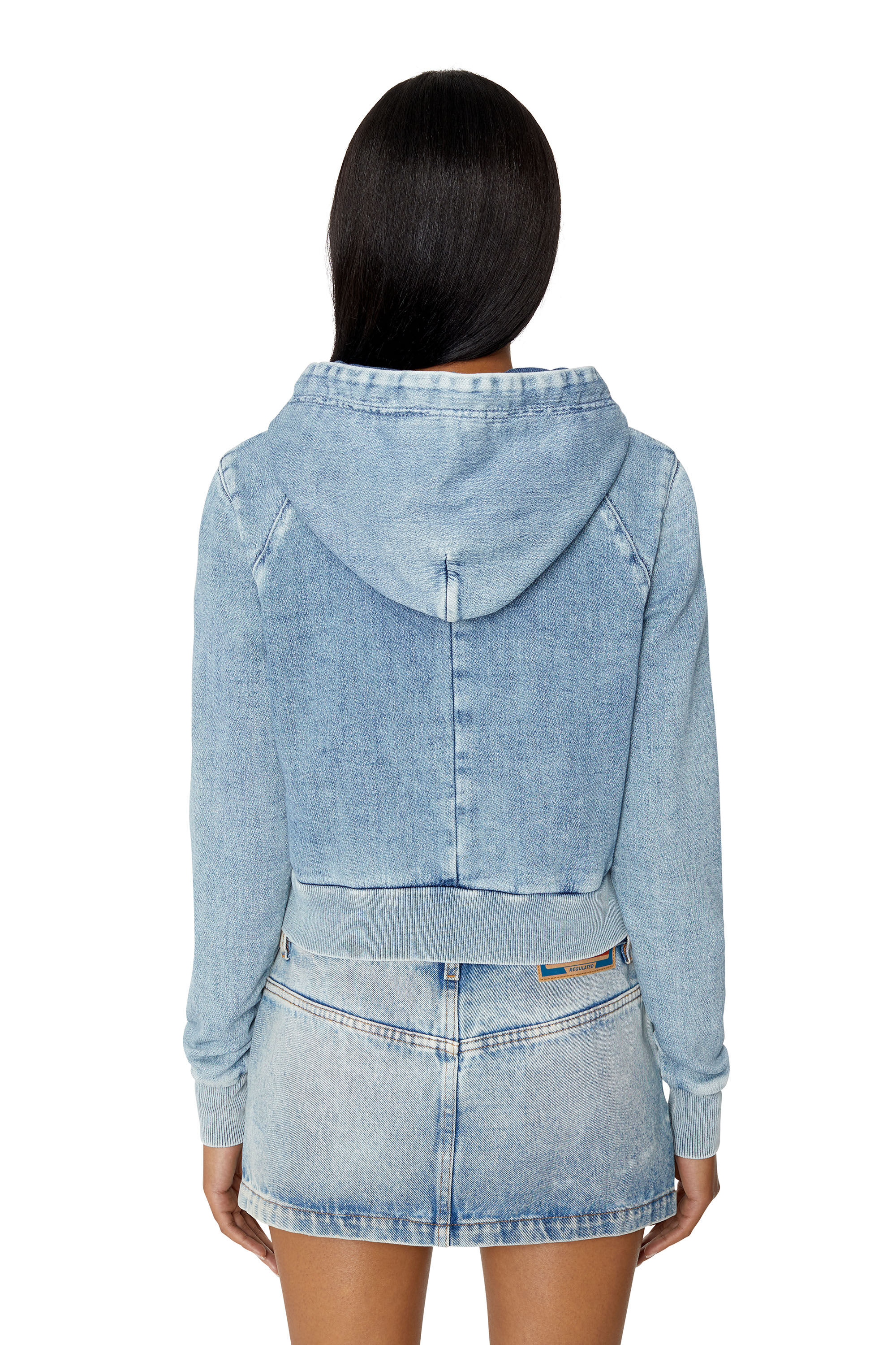 D-ANGY-HOOD-NE Mujer: Sudadera corta de Denim | Diesel Library