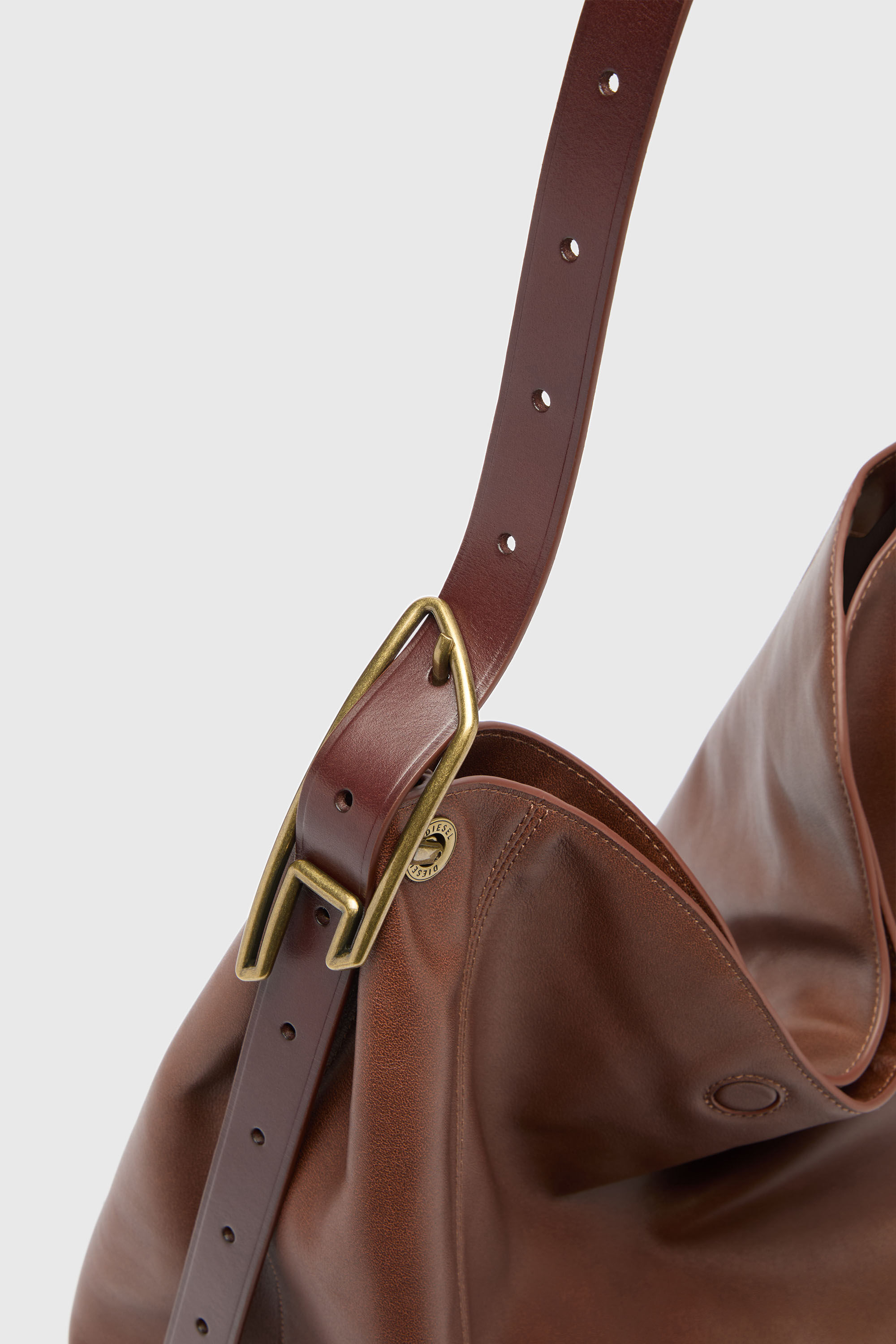 Diesel - D-LINE HOBO L, D-Line Bolso hobo en piel Mujer in Marr&oacute;n - 6