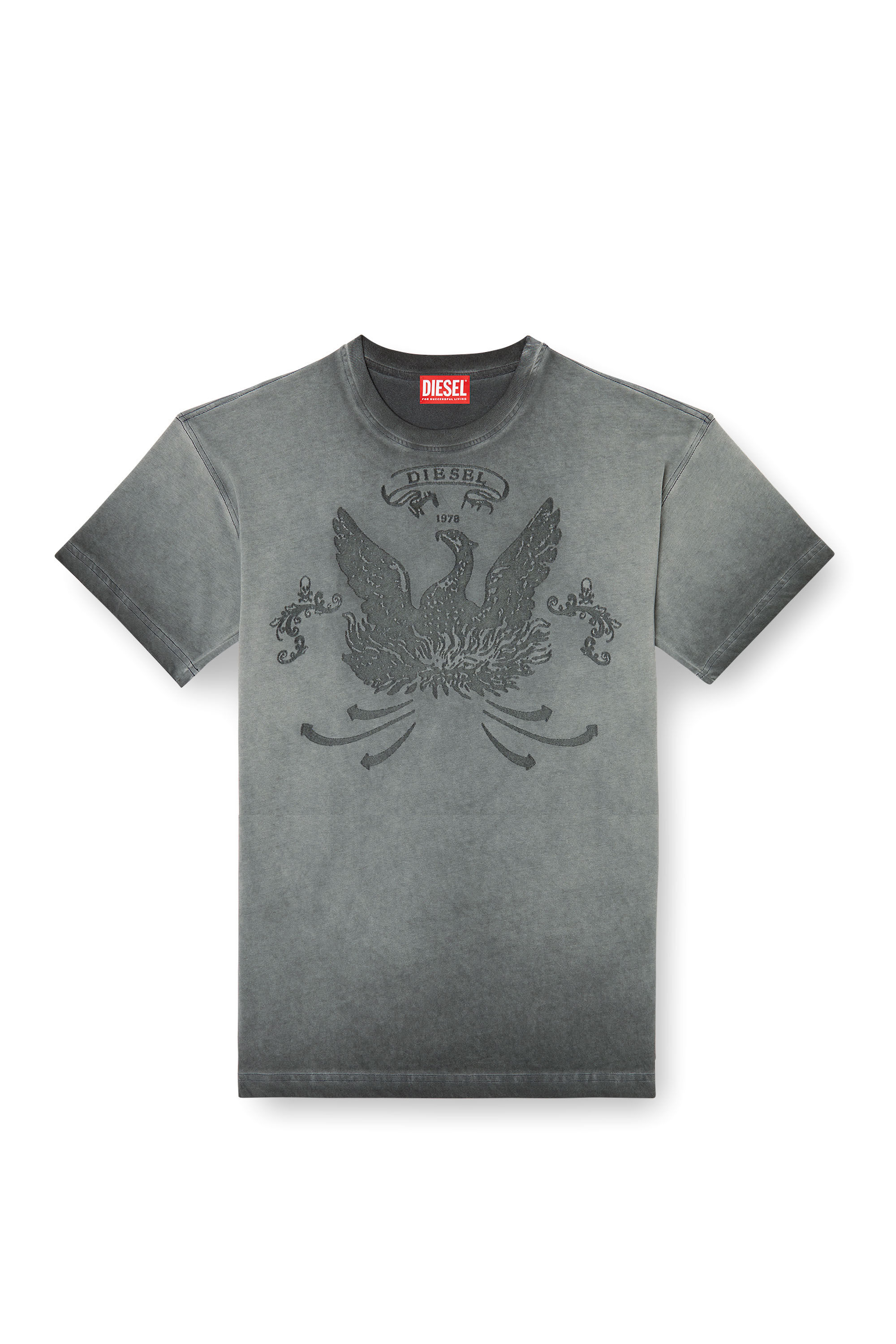 Diesel - T-NORM-T9, Camiseta con devoré de fénix Hombre in Gris - 2