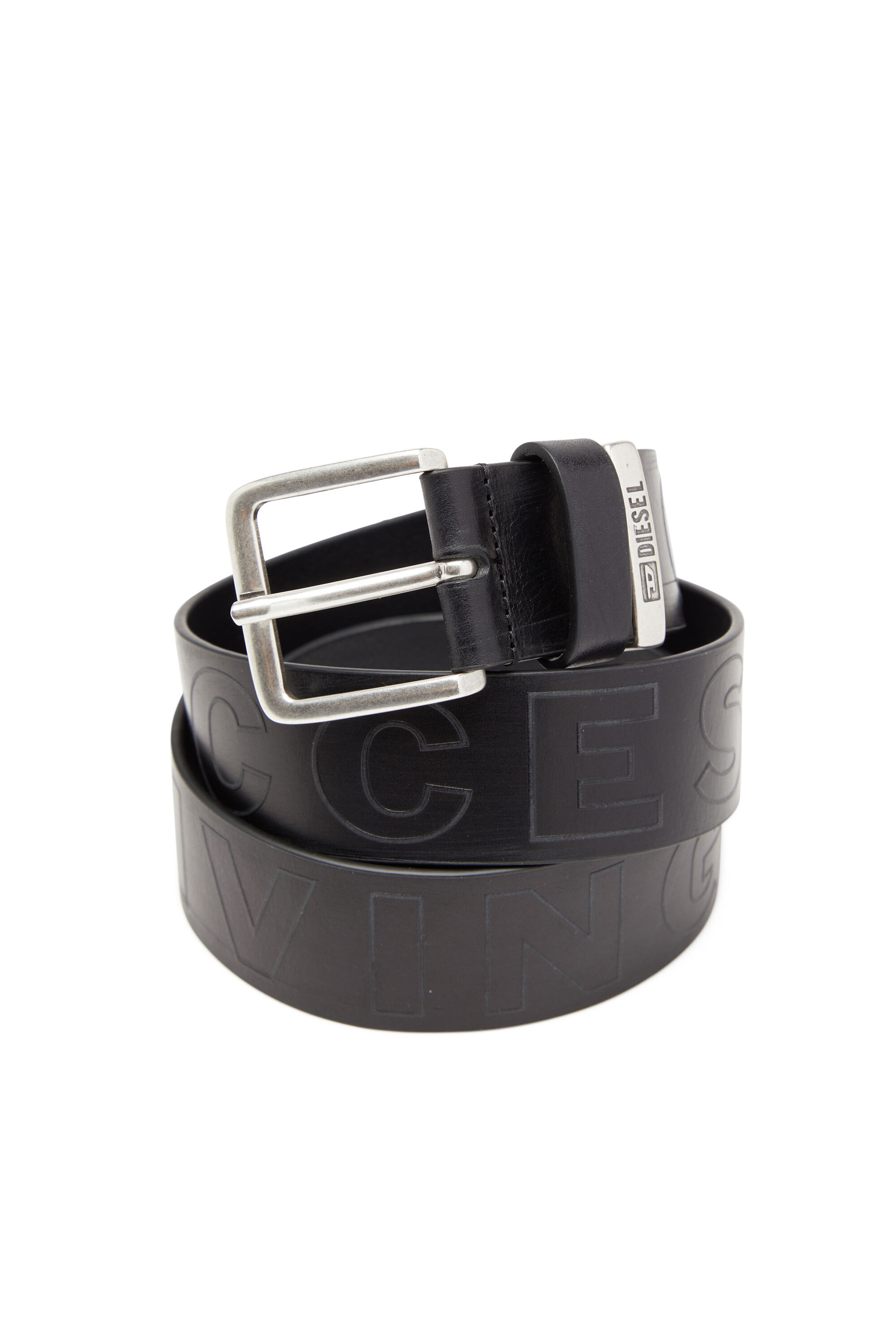 Diesel - B-FSL-OUTLINE, Cinturón de cuero de 4 cm con letras en relieve Hombre in Negro - 3