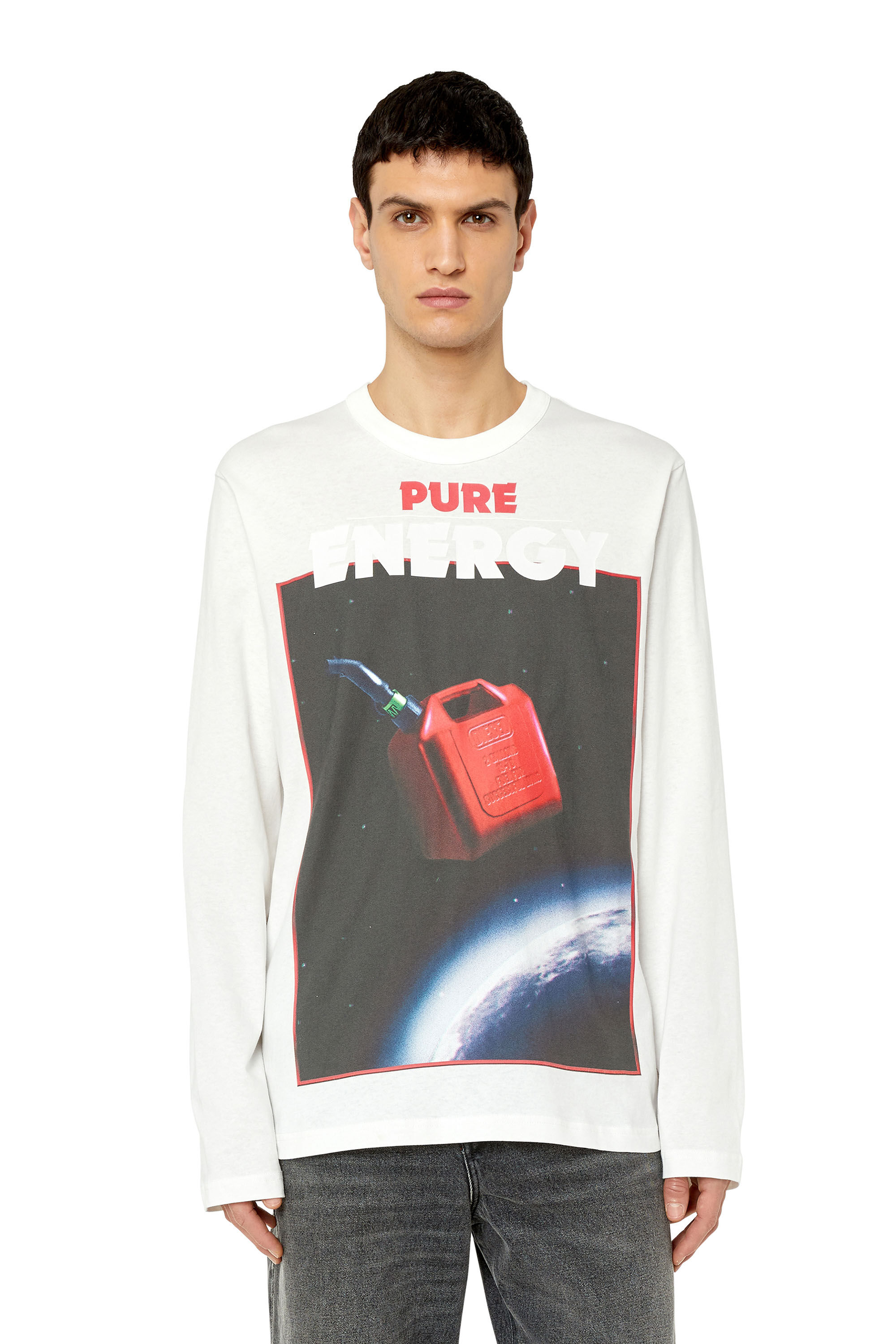 Diesel - T-CRANE-LS-G4, Camiseta de manga larga con estampados gráficos Hombre in Blanco - 3