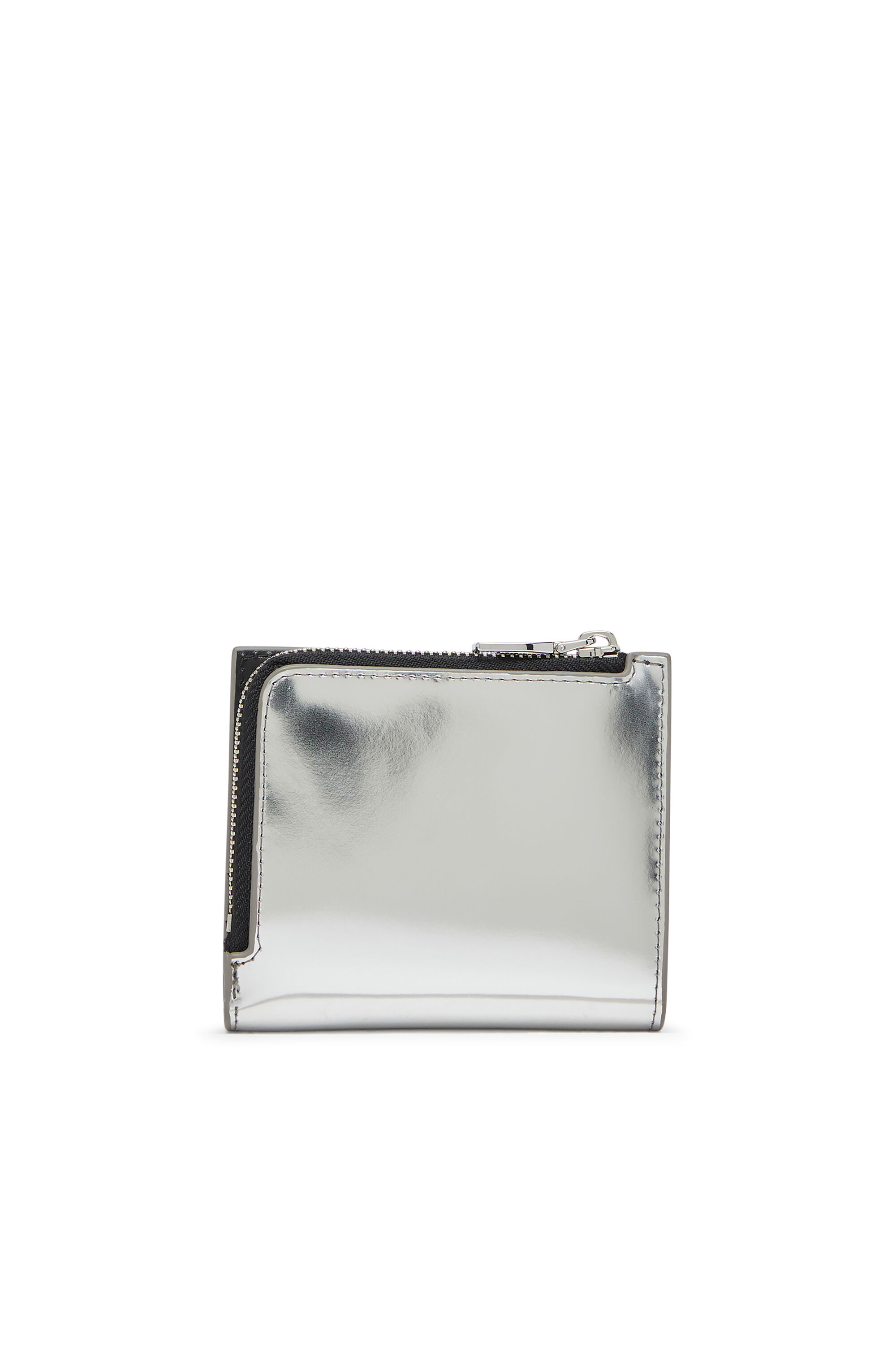 Diesel - 1DR BI FOLD ZIP L, Tarjetero de cuero espejado que se pliega por la mitad Mujer in Plateado - 2