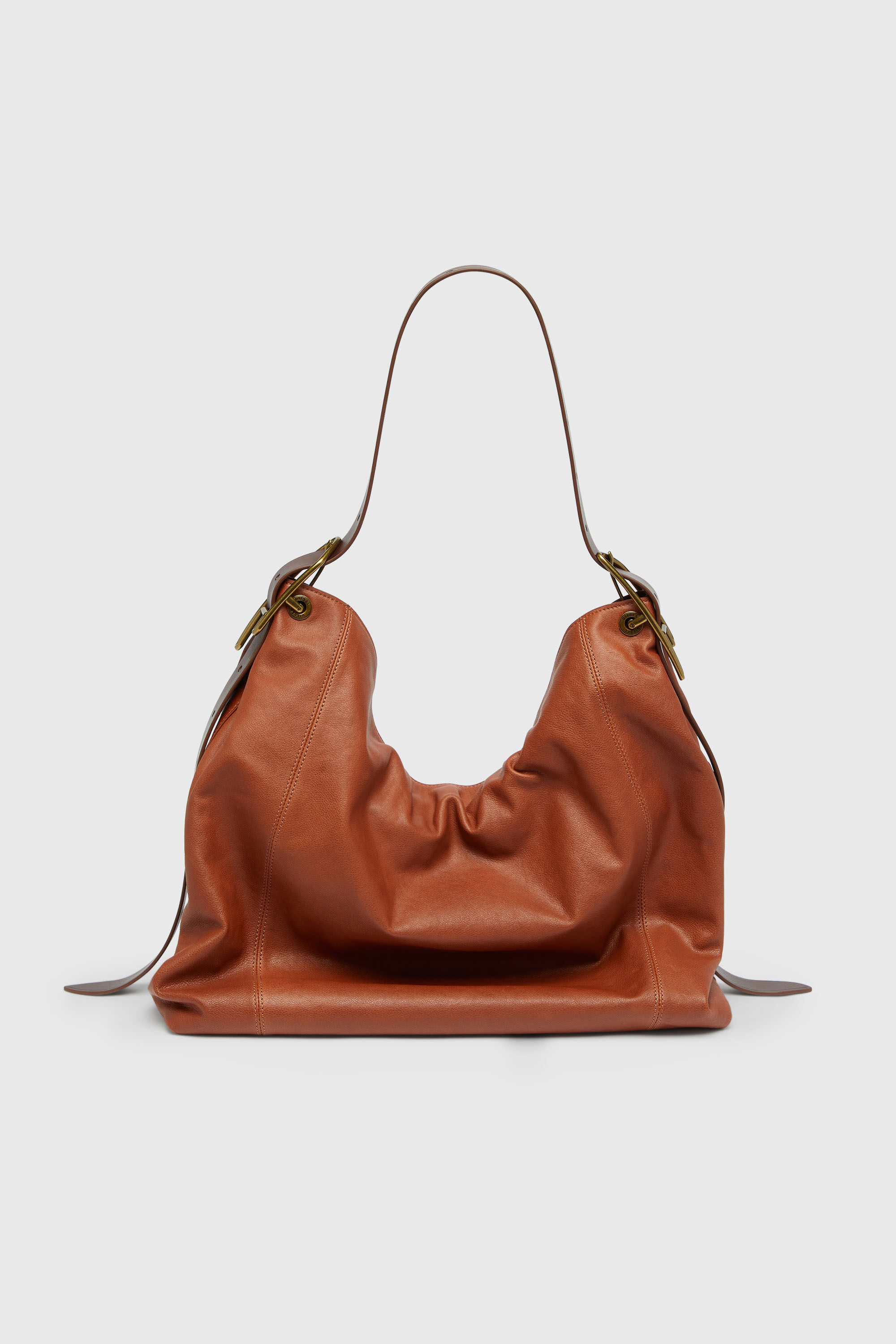Diesel - D-LINE HOBO L, D-Line-Bolso hobo de piel brillante Mujer in Marr&oacute;n - 3