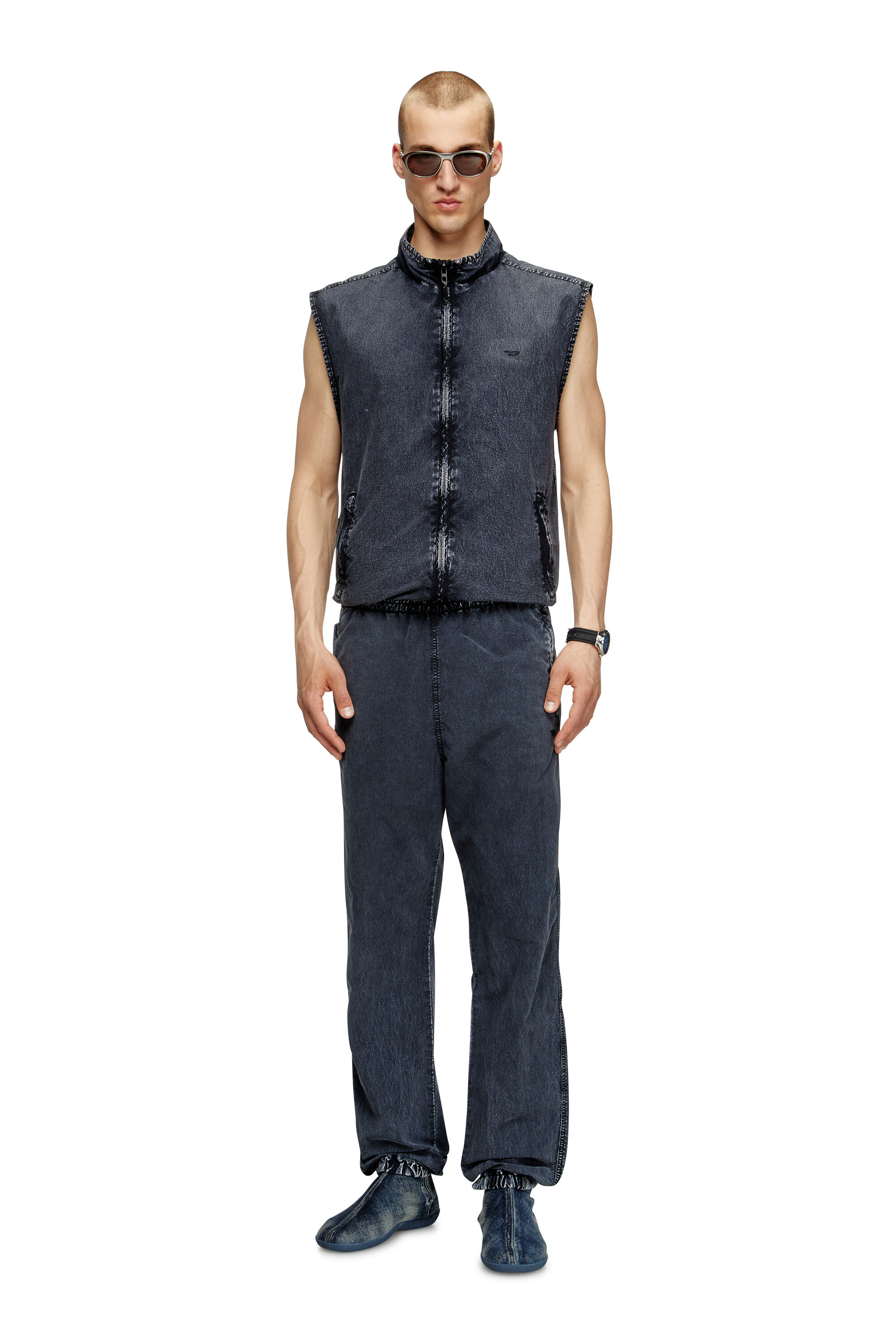 Diesel - J-ERB, Chaleco en taslan de nailon reciclado Hombre in Azul marino - 1