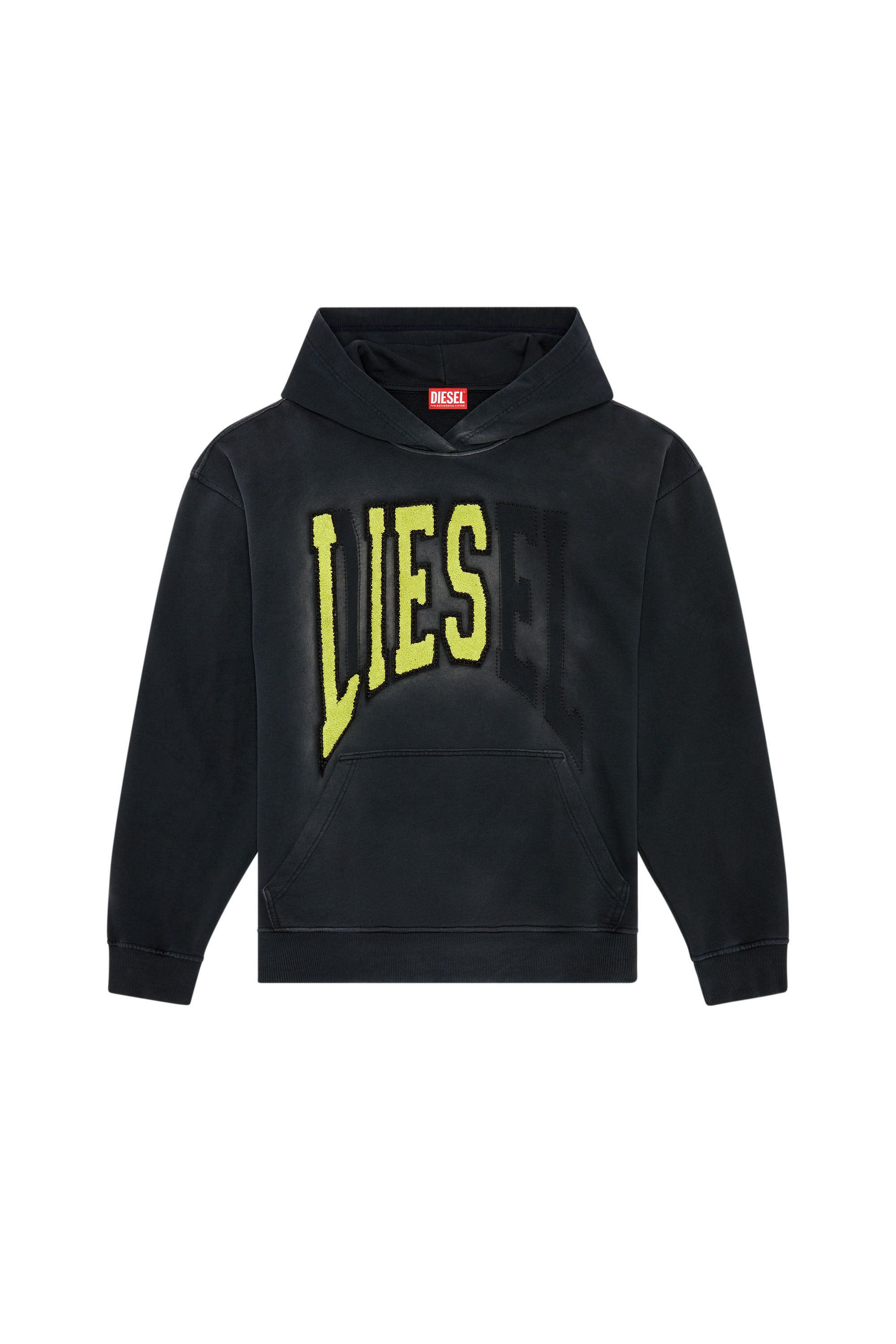 Men s College hoodie with LIES patches Black Diesel