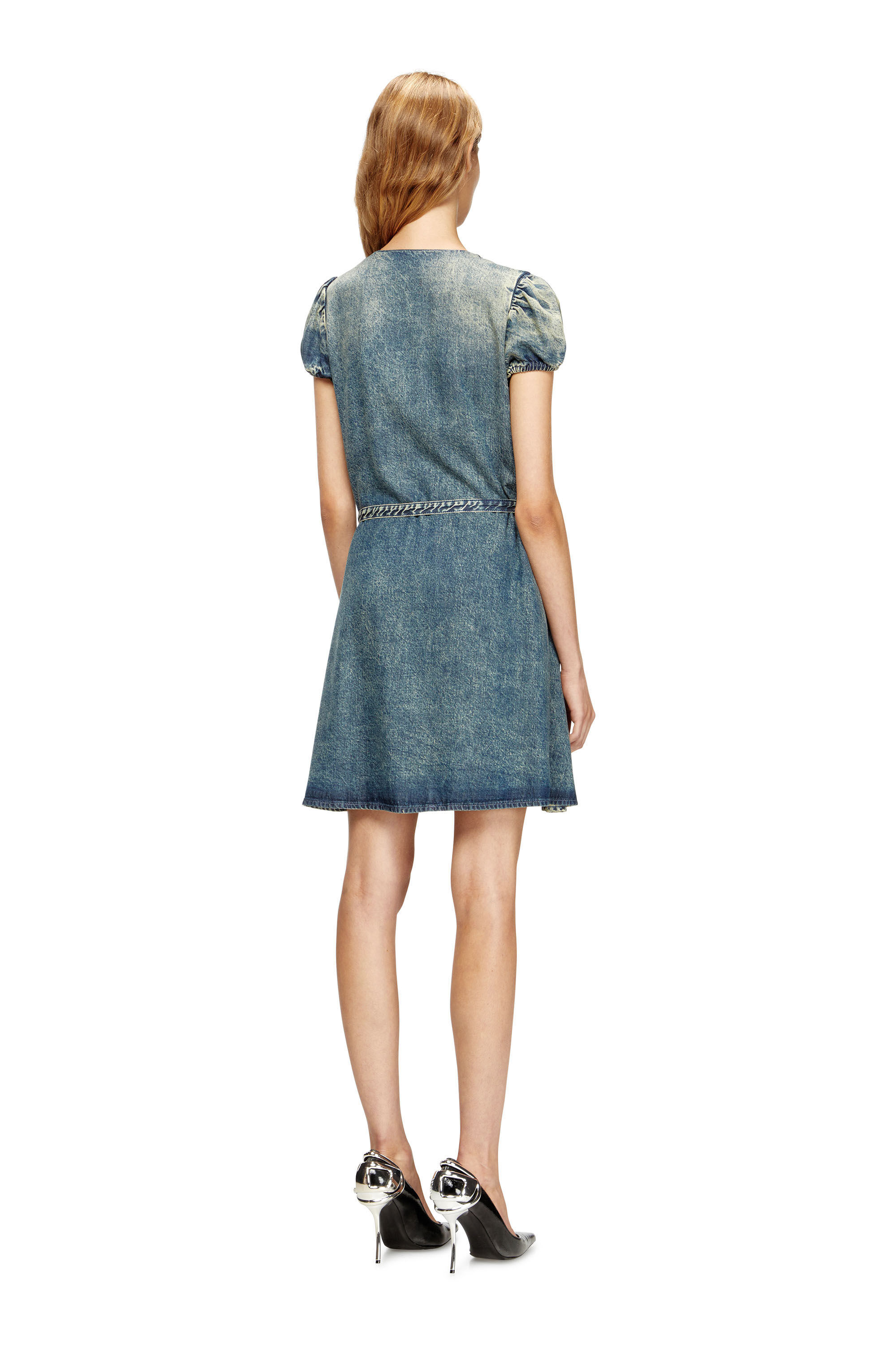 Diesel - DE-OLLISH-D, Vestido vaquero con cinturón en la cintura Mujer in Azul marino - 4