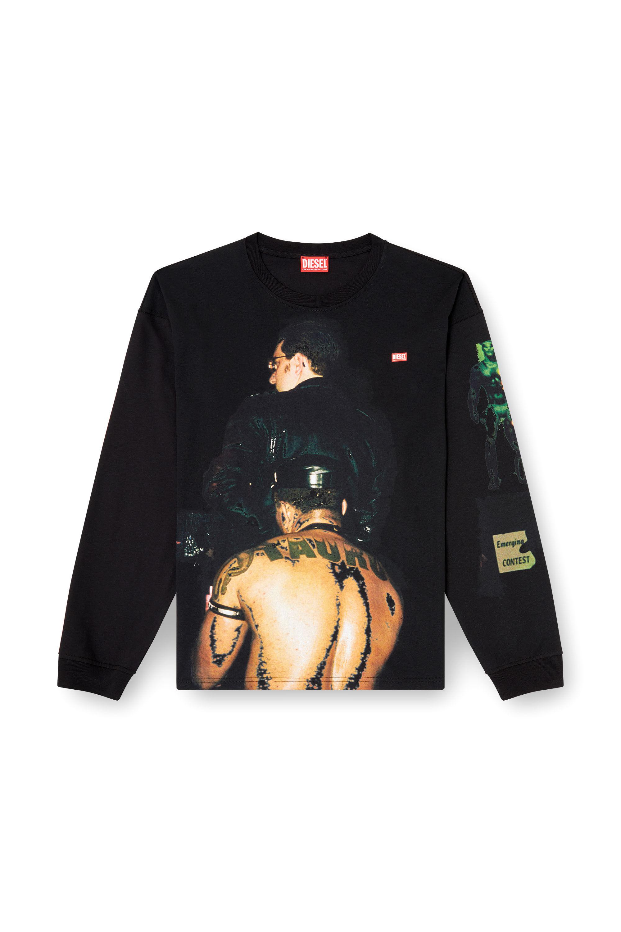 Diesel - PR-T-BOXT-LS-TOM25-1, Camiseta de manga larga con estampado gráfico Unisex in Negro - 2