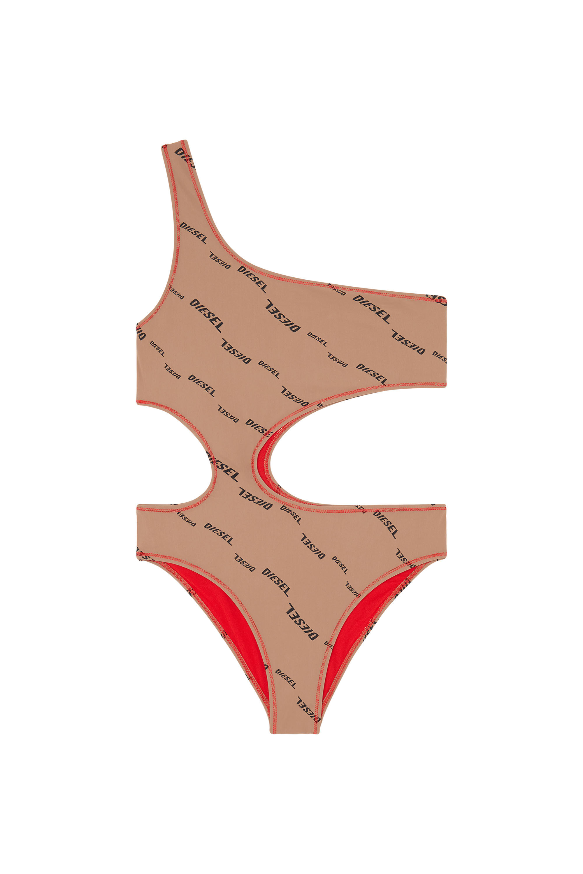 Diesel - BFSW-ROWANDA, Bañador nude con estampado del logotipo Mujer in Marrón - 1