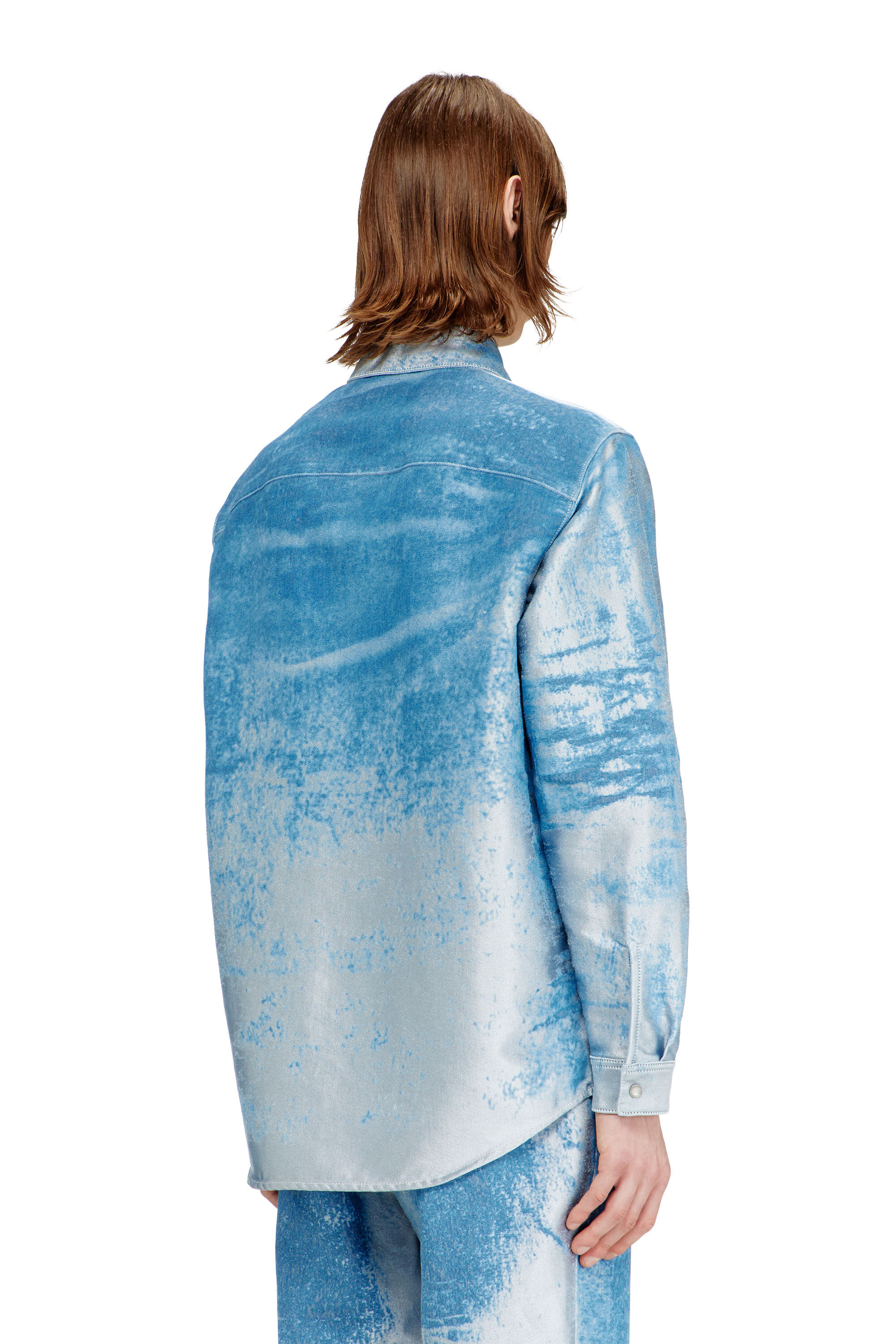 Diesel - D-KELMAR-FSI, Camisa de denim satinado de color Hombre in Azul marino - 4