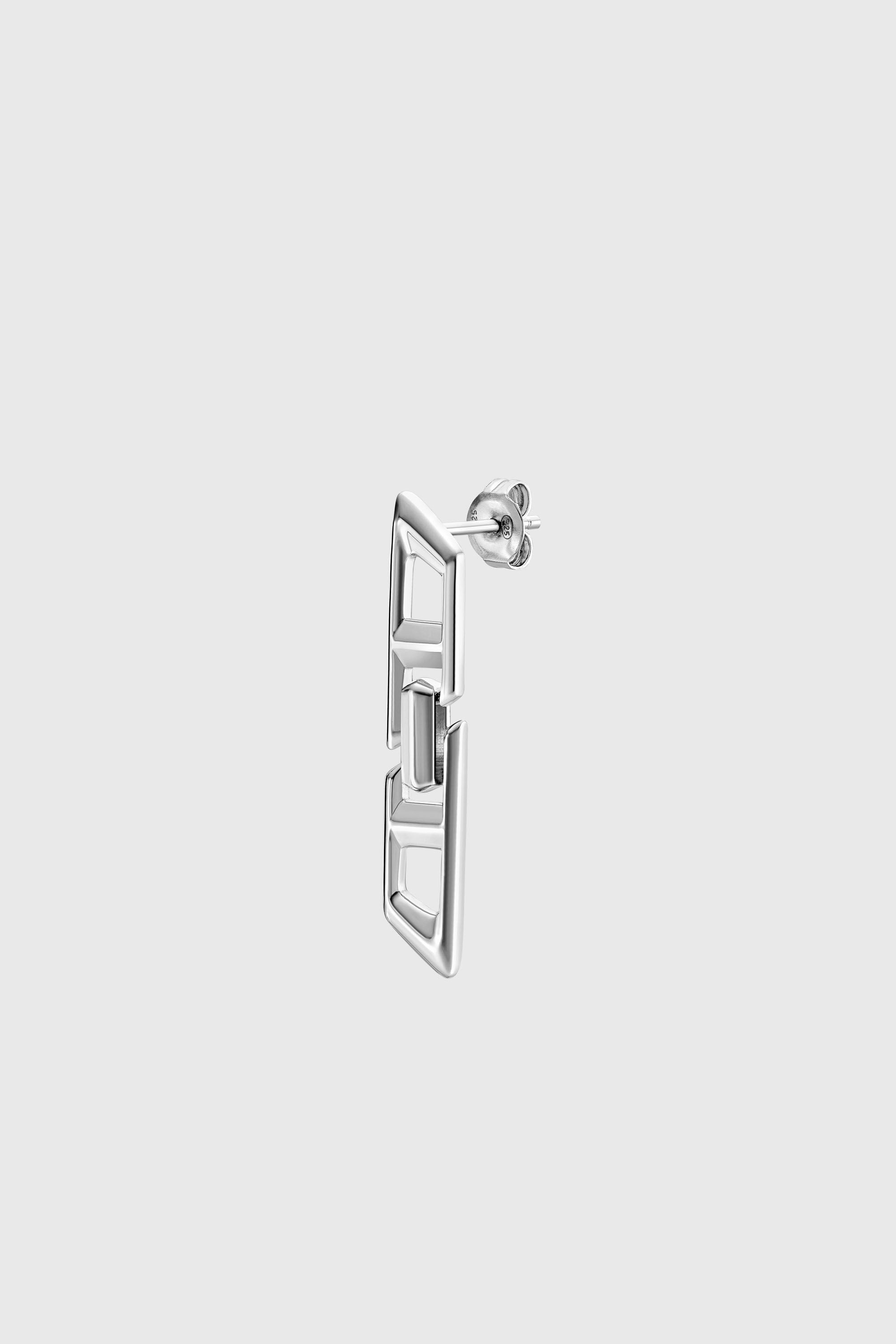 Diesel - DL1348040 STERLING SILVER JEWEL, Pendiente de plata esterlina con el logotipo D Unisex in Plateado - 2