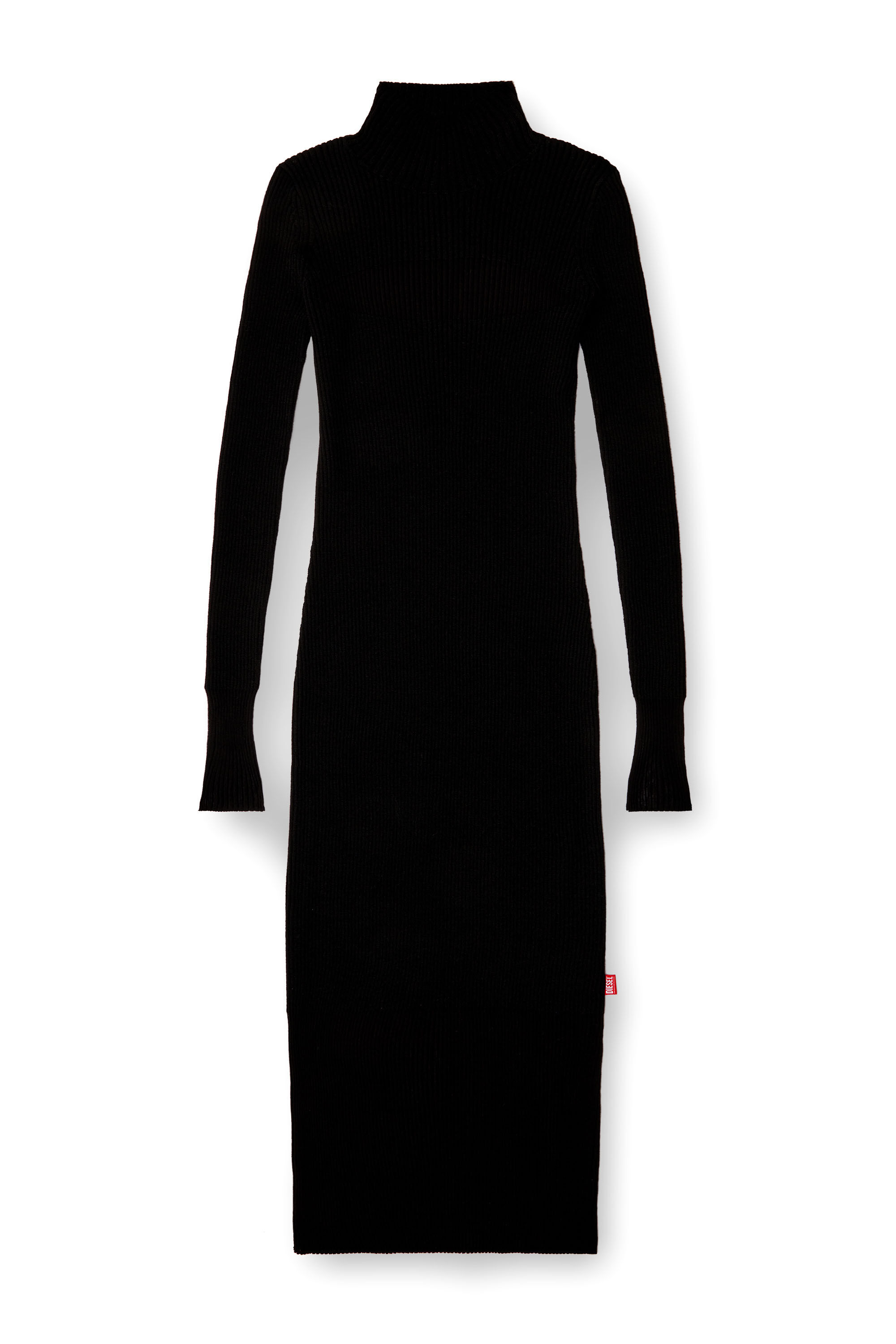 Diesel - M-SLINT, Vestido midi tejido en canalé con paneles transparentes Mujer in Negro - 2