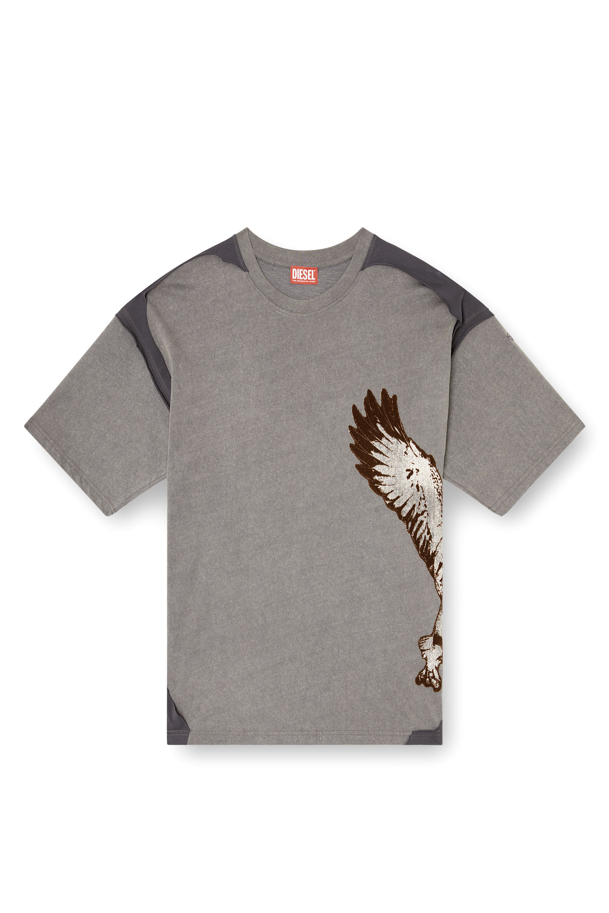 Diesel - T-BOXT-PEELOFF, Camiseta con efecto despegado y estampado de águila Hombre in Gris - 2