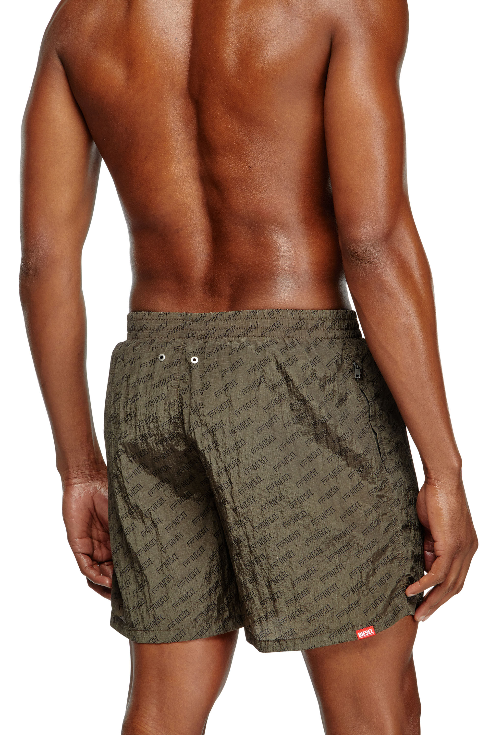 Diesel - DANIEL-41-MONO-UTLT, Shorts de baño de longitud media con logotipo all-over Hombre in Marrón - 3