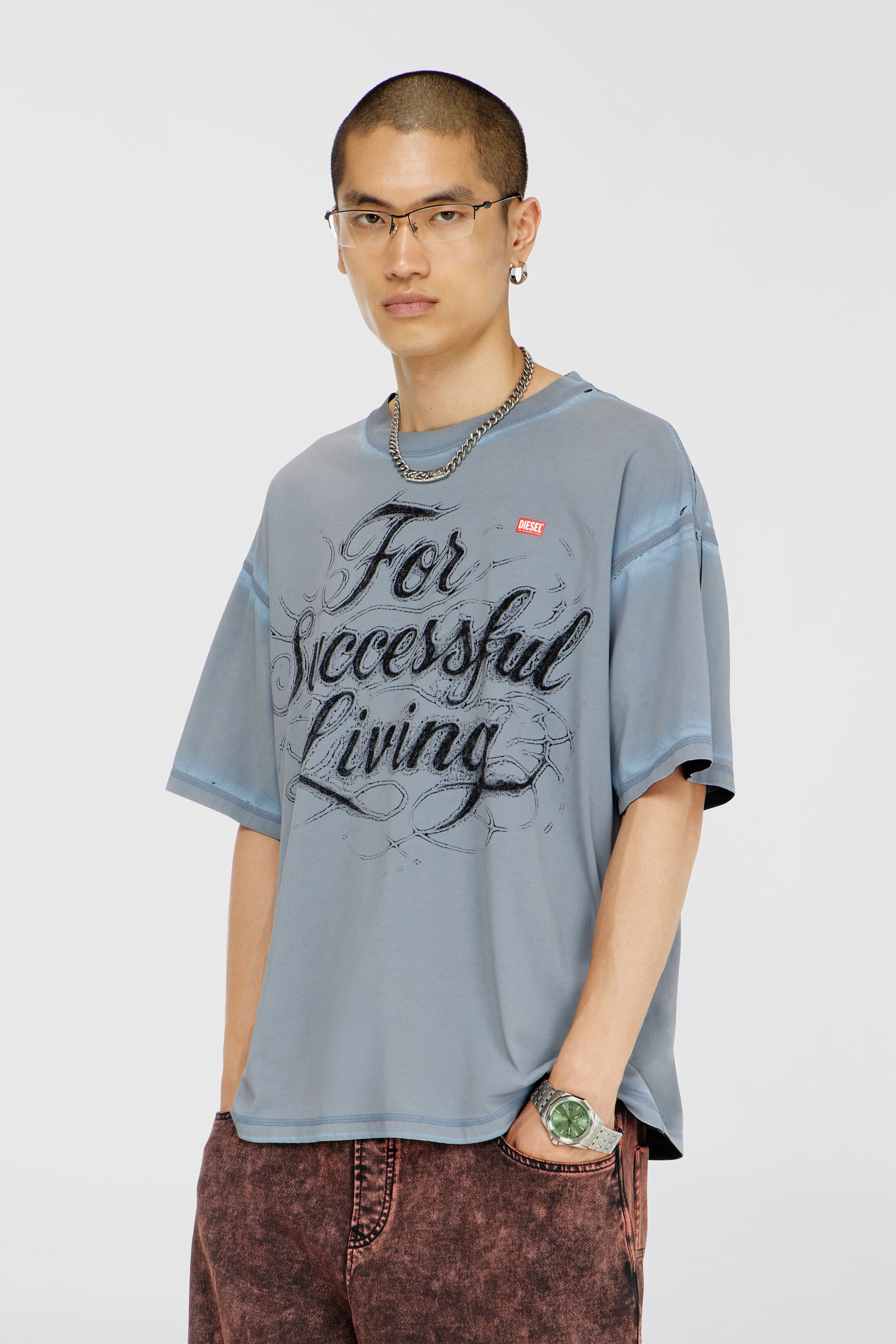 Diesel - T-BOXT-AA8, Camiseta con estampado For Successful Living Hombre in Gris - 3