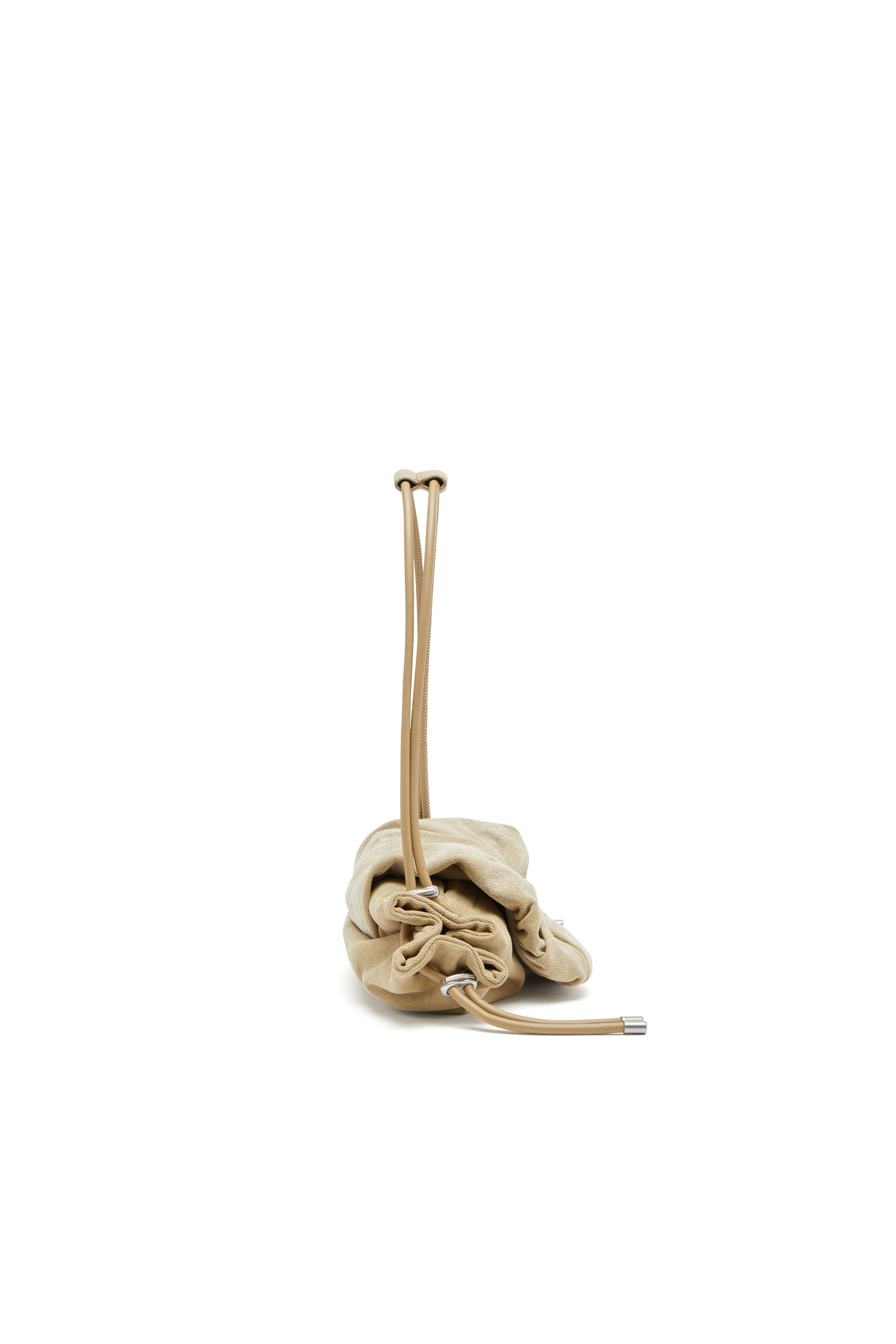 Diesel - SCRUNCH-D SHOULDER S, Scrunch-D S-Pequeño bolso de hombro en lona lavada Mujer in Beige - 4