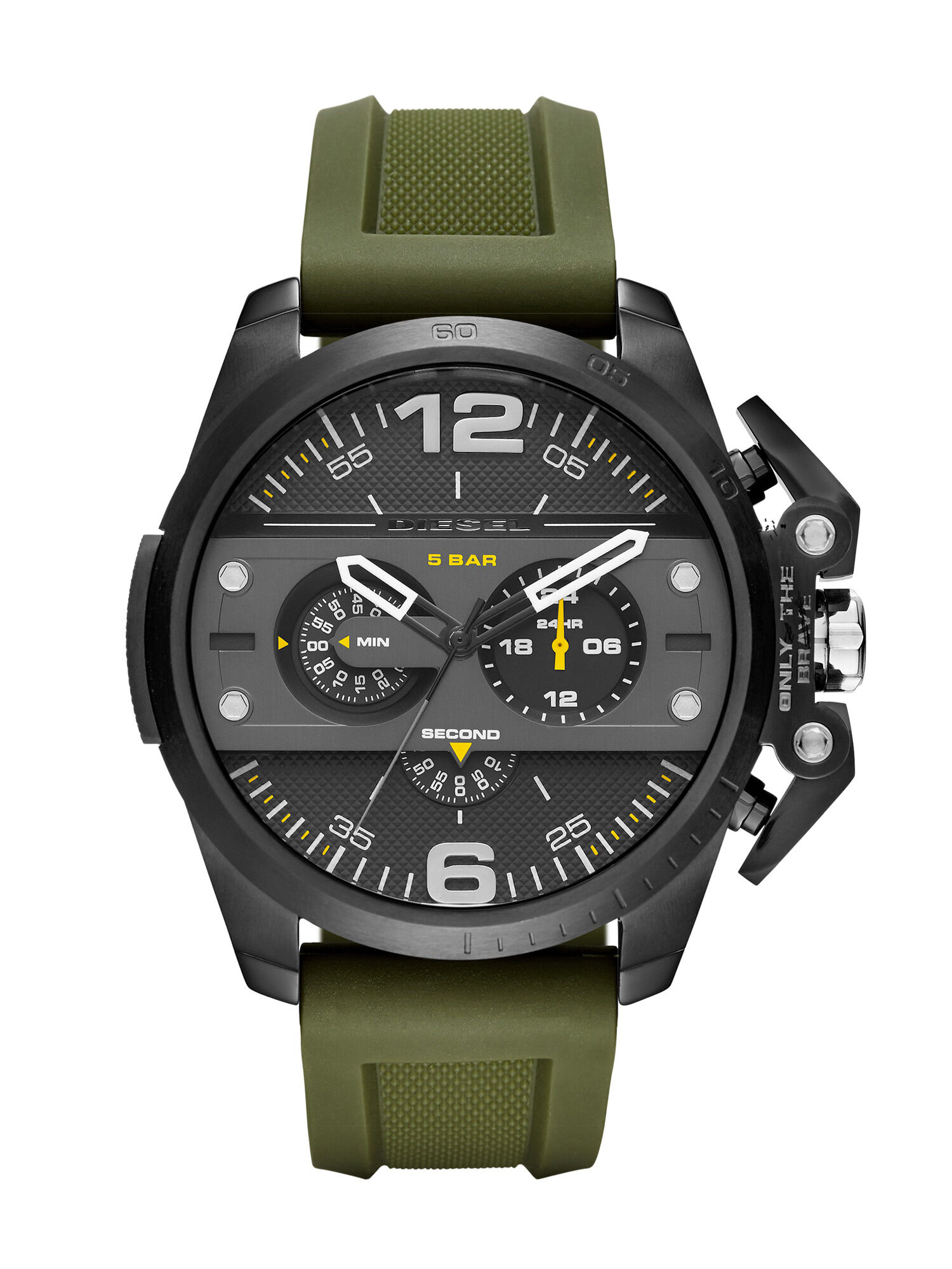 Diesel - DZ4391, Reloj verde oliva con correa en silicona, 55 mm Hombre in Verde - 1