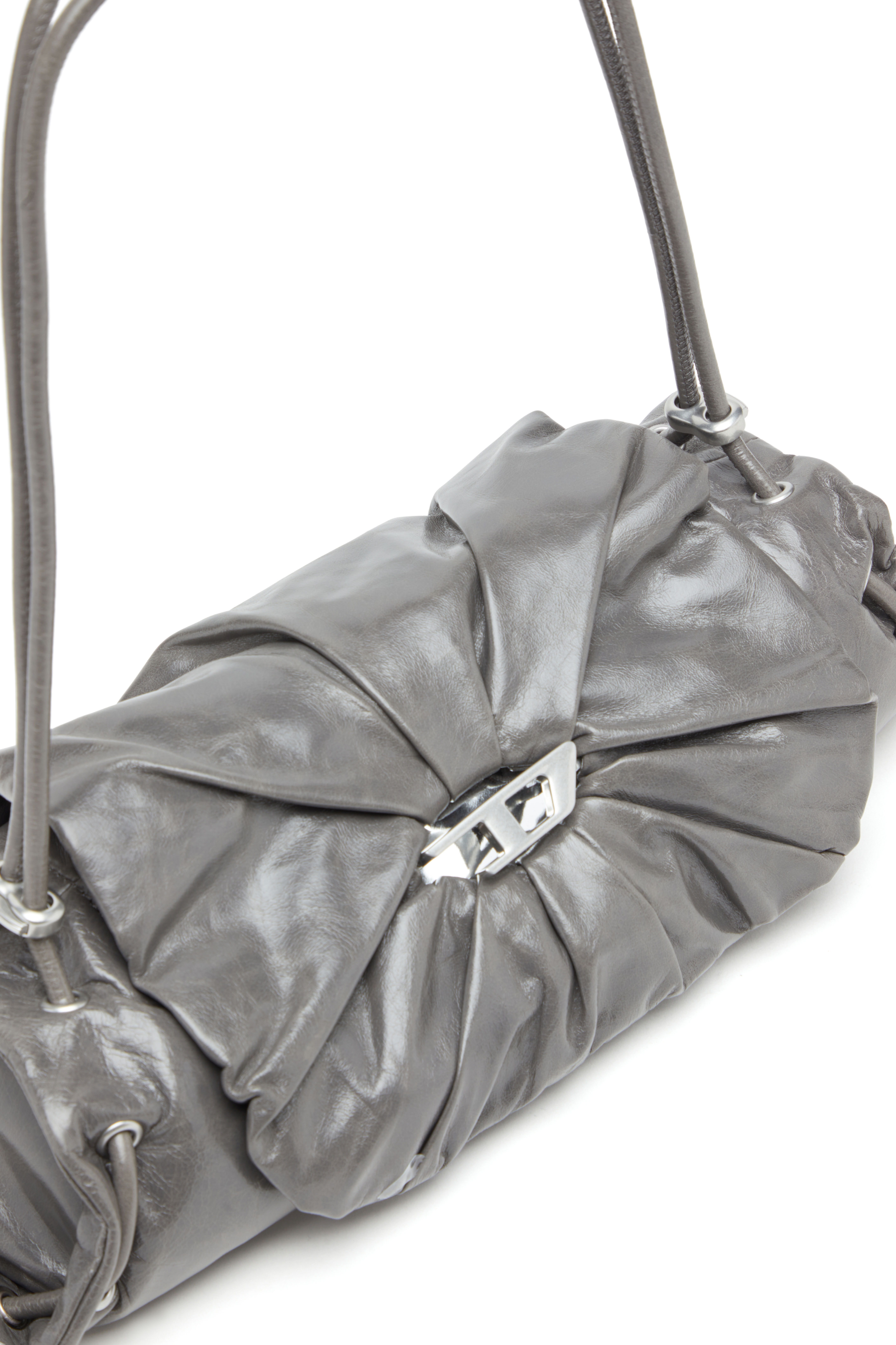 Diesel - SCRUNCH-D SHOULDER S, Scrunch-D S-Bolso de hombro de cuero arrugado Mujer in Gris - 2
