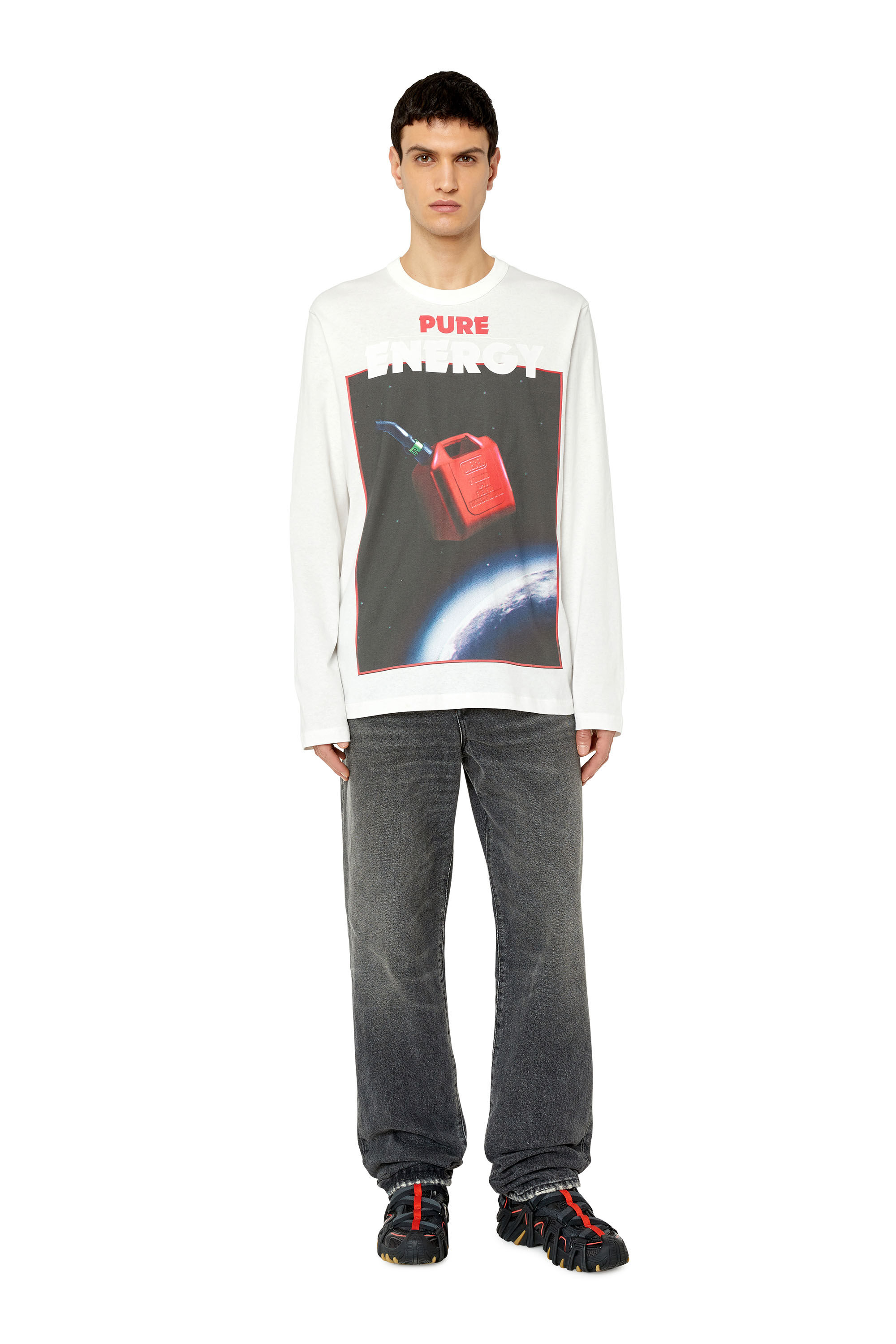 Diesel - T-CRANE-LS-G4, Camiseta de manga larga con estampados gráficos Hombre in Blanco - 1
