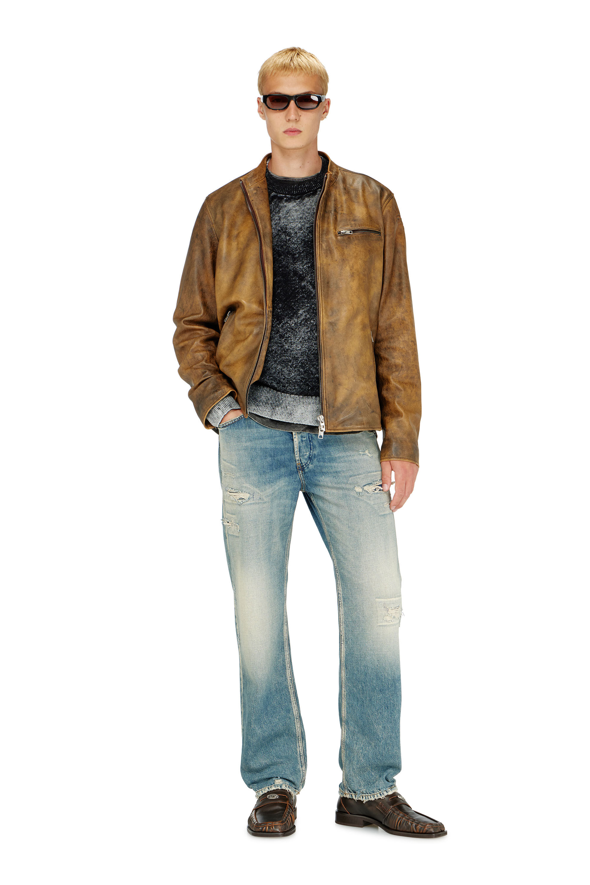 Diesel - K-LAURENT, Jersey con estampado inverso descolorido Hombre in Negro - 1