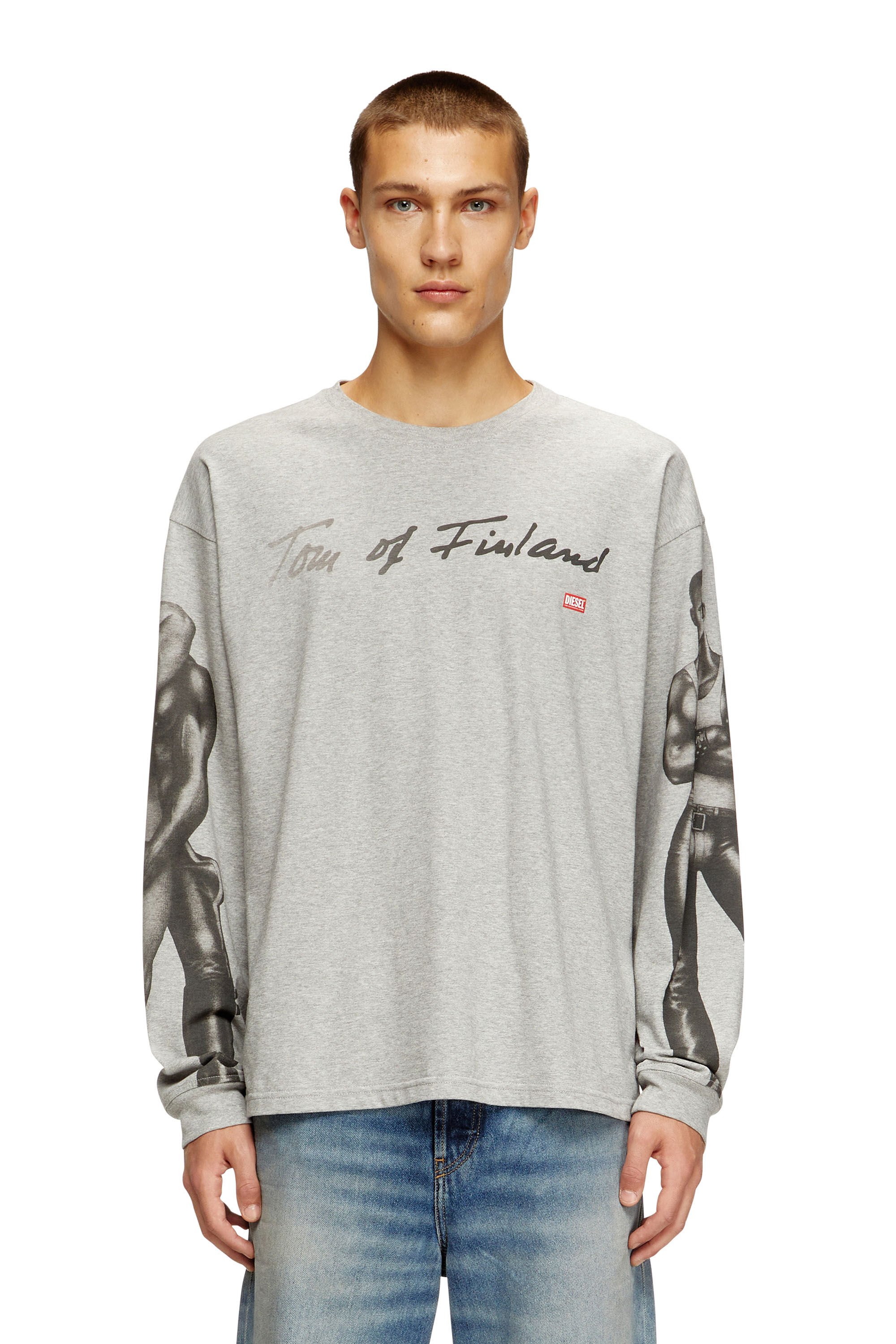 Diesel - PR-T-BOXT-LS-TOM25, Camiseta de manga larga con estampado gráfico Unisex in Gris - 3