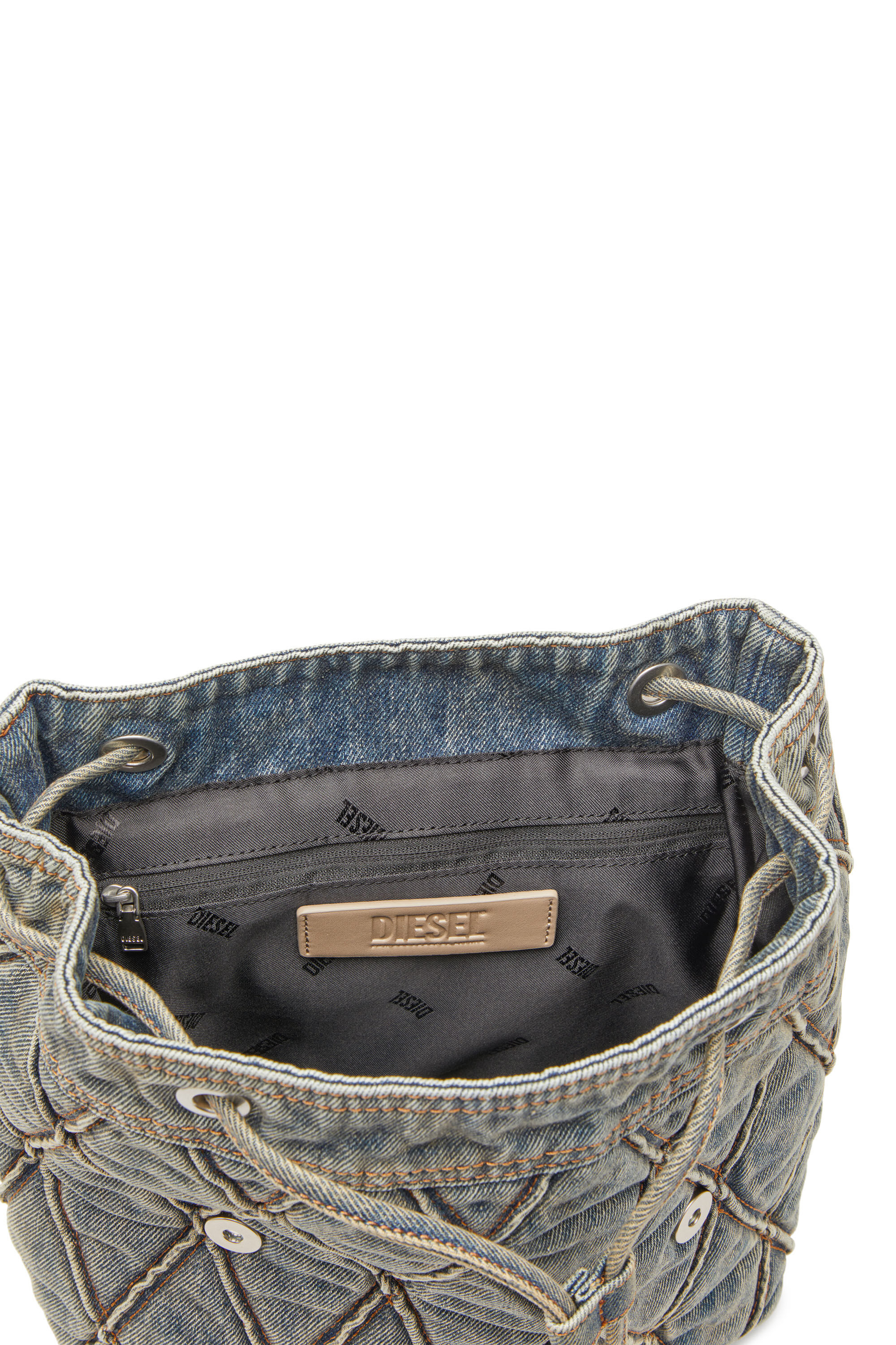 Charm-D S-Mochila de denim acolchado con motivo Argyle Mujer