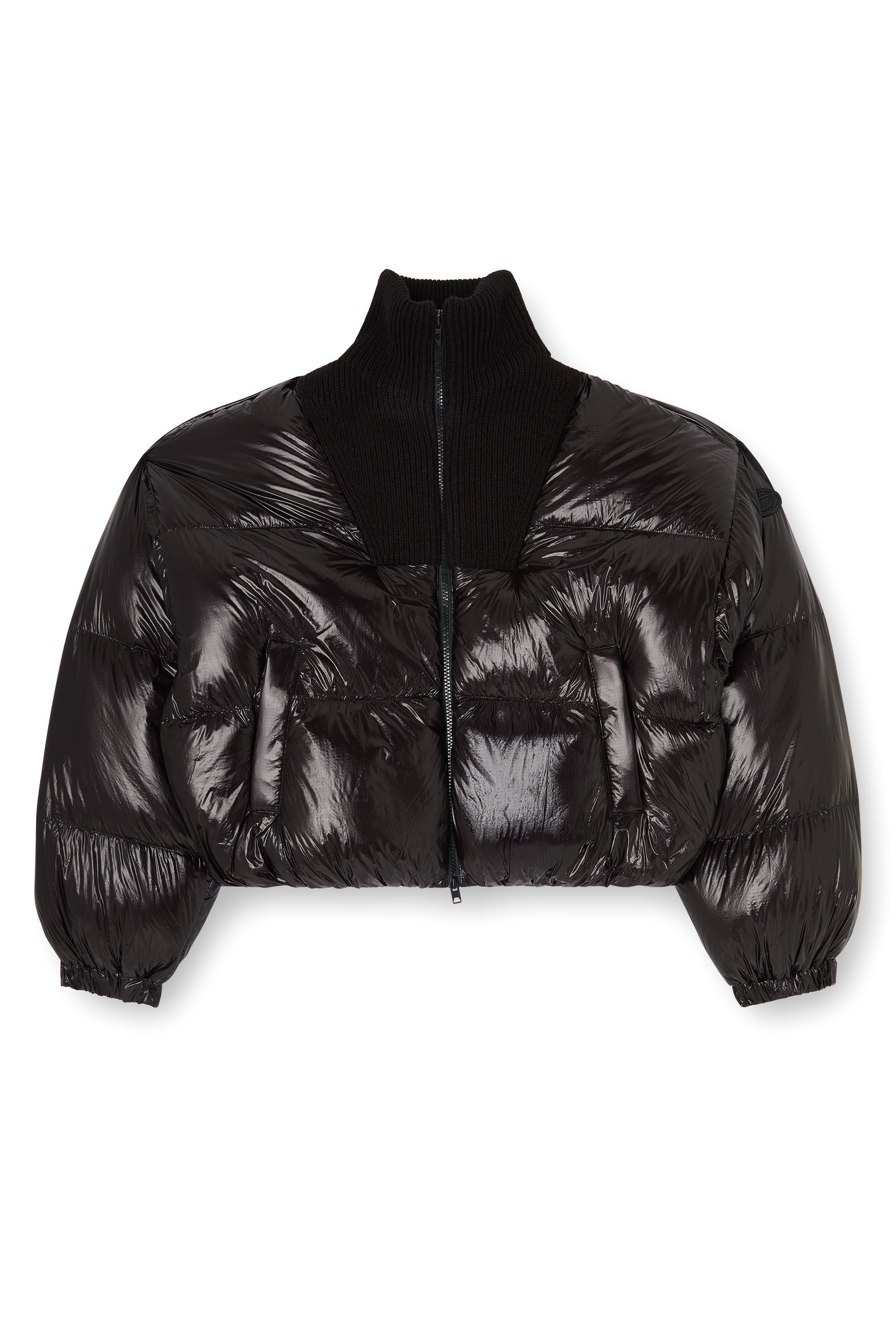 Diesel - W-ARRIOR, Chaqueta acolchada down en ripstop con cuello de punto Mujer in Negro - 2