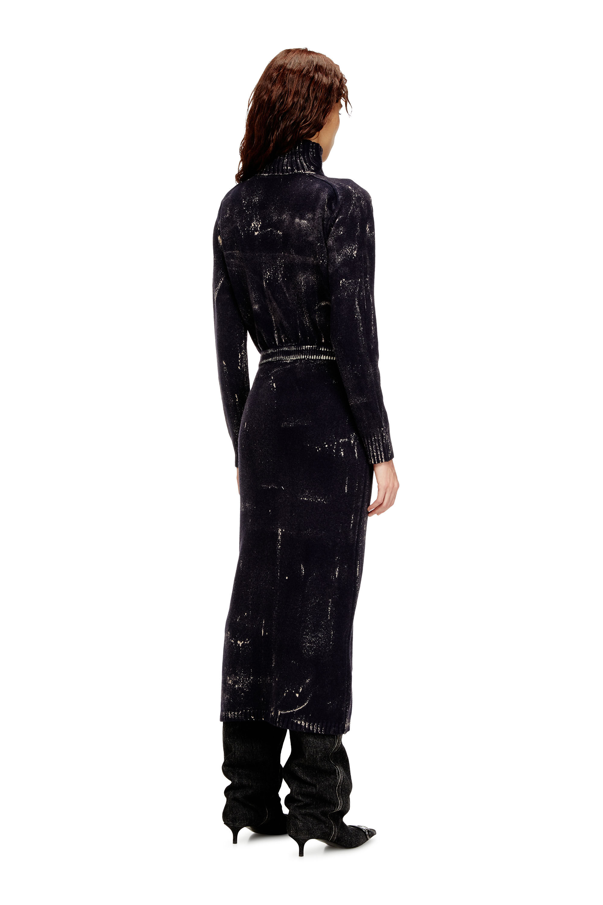 Diesel - M-MARCELLE, Vestido midi en tejido de punto mezcla de lana tratada Mujer in Negro - 4