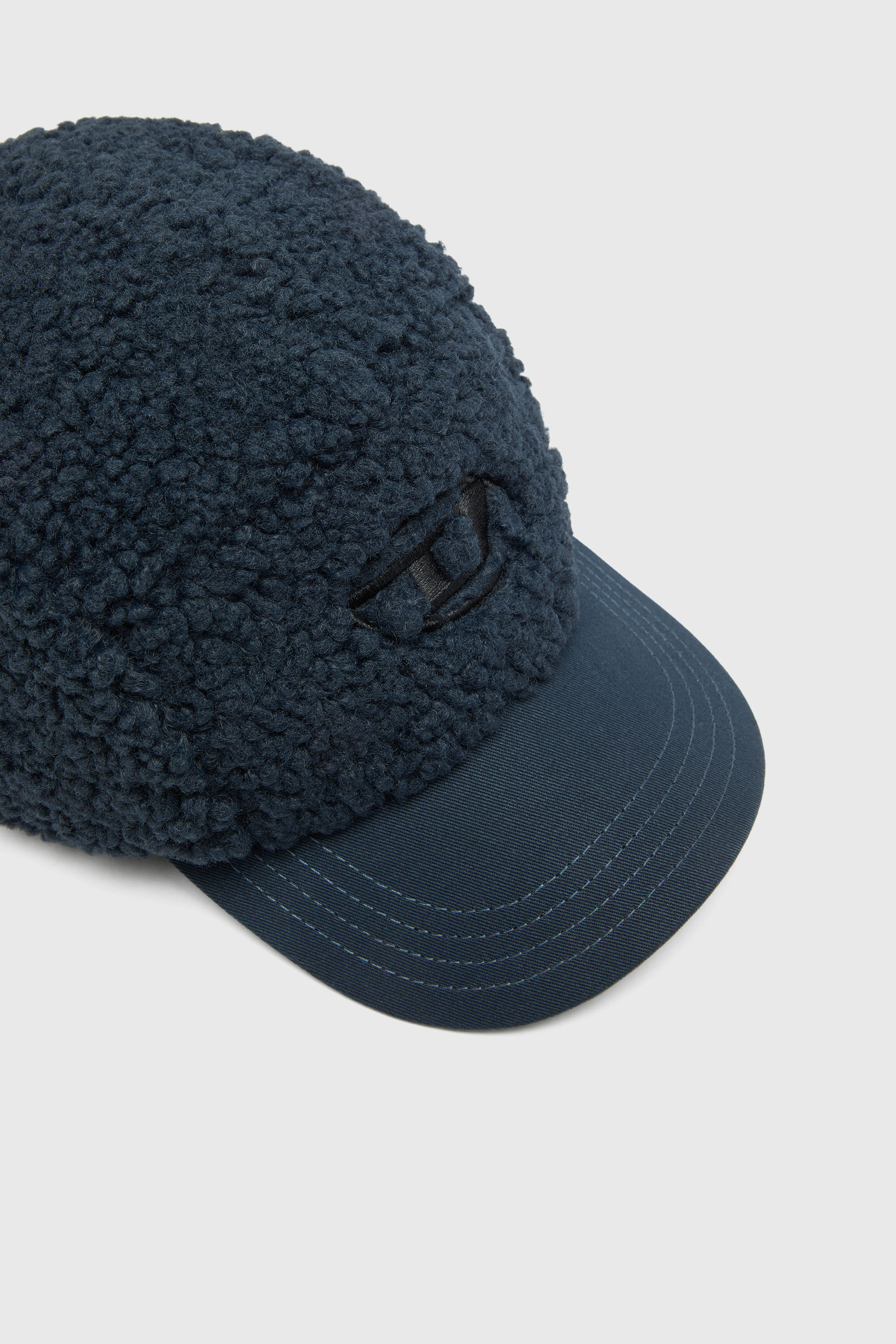 Diesel - C-TED, Gorra tipo b&eacute;isbol sherpa con bordado Oval D Hombre in Azul marino - 3