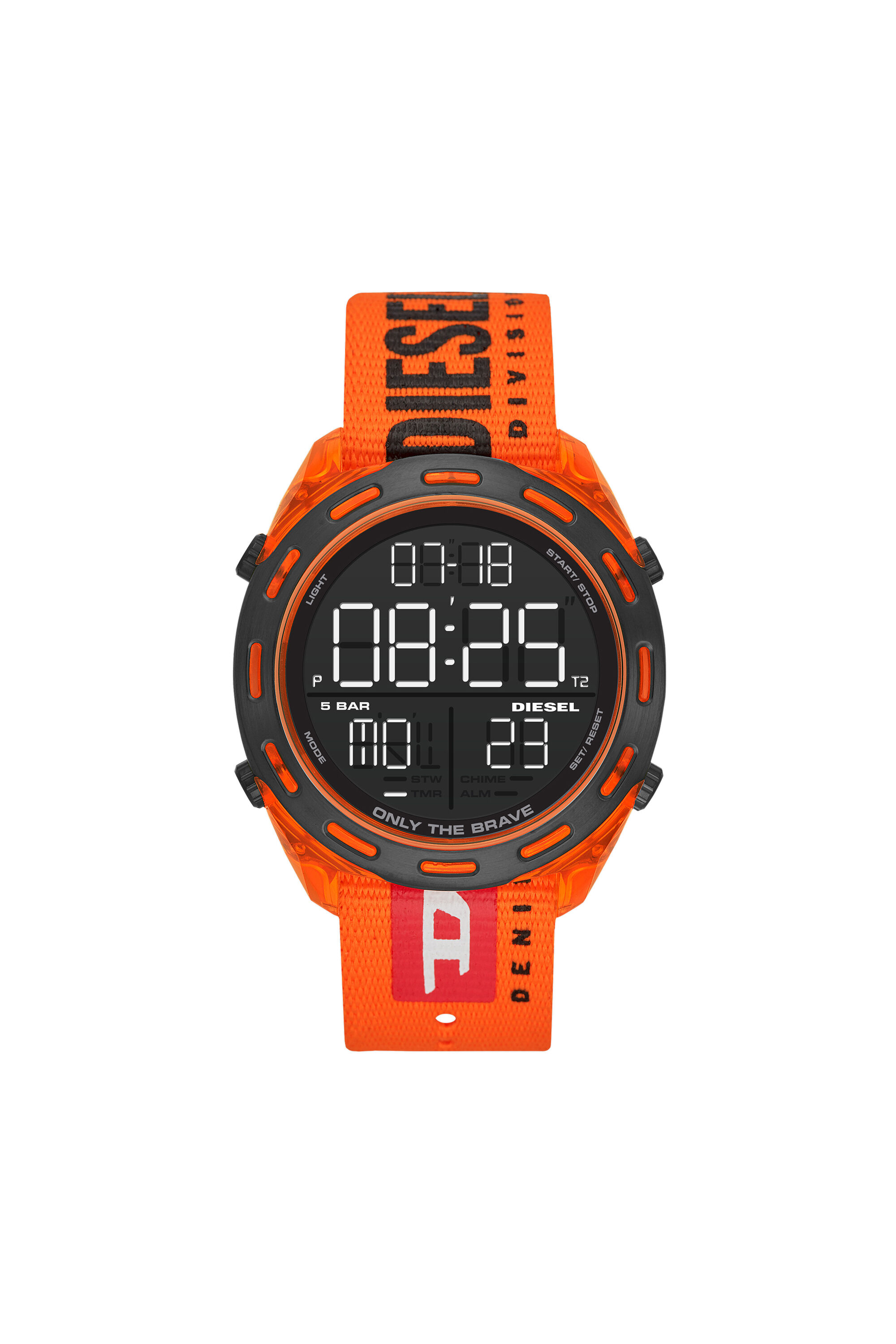 DZ1896 Man Crusher digital orange nylon watch Diesel