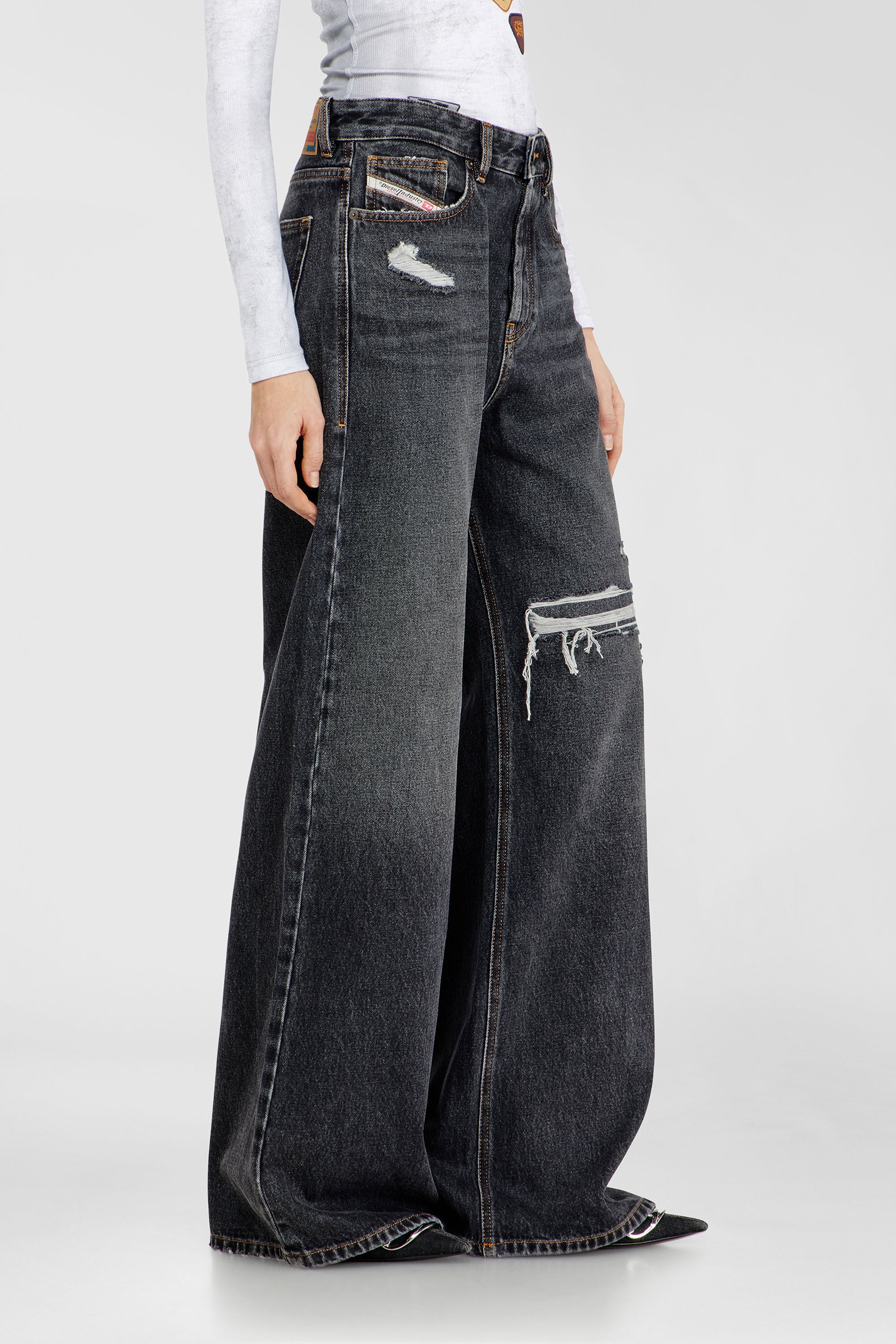 Diesel - Unisex's Relaxed Jeans 1996 D-Sire 007F6, Black/Dark grey - 7