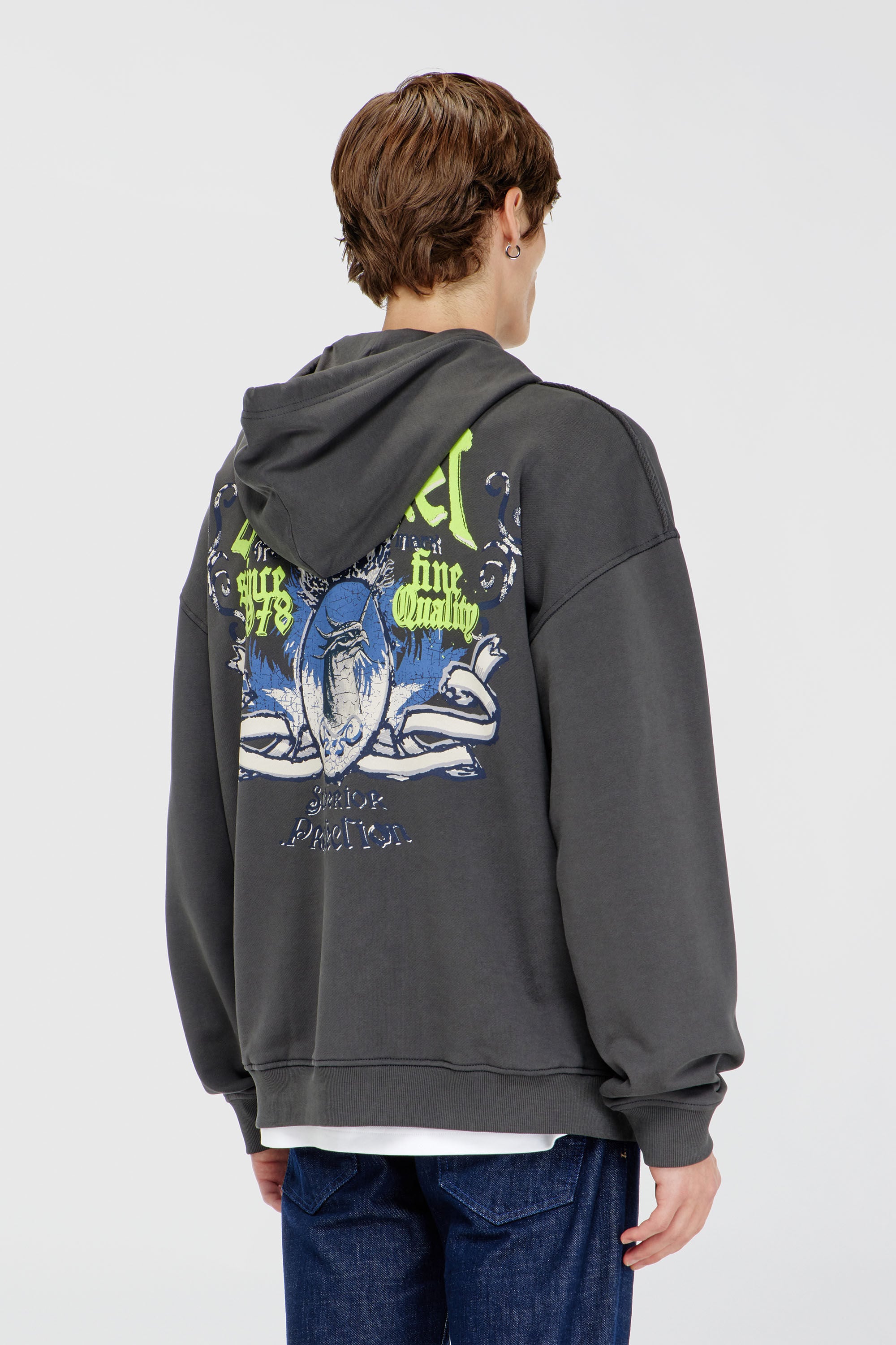 Diesel - S-BOXT-HOOD-AA2, Sudadera de algod&oacute;n con gr&aacute;ficos flocados Hombre in Gris - 4