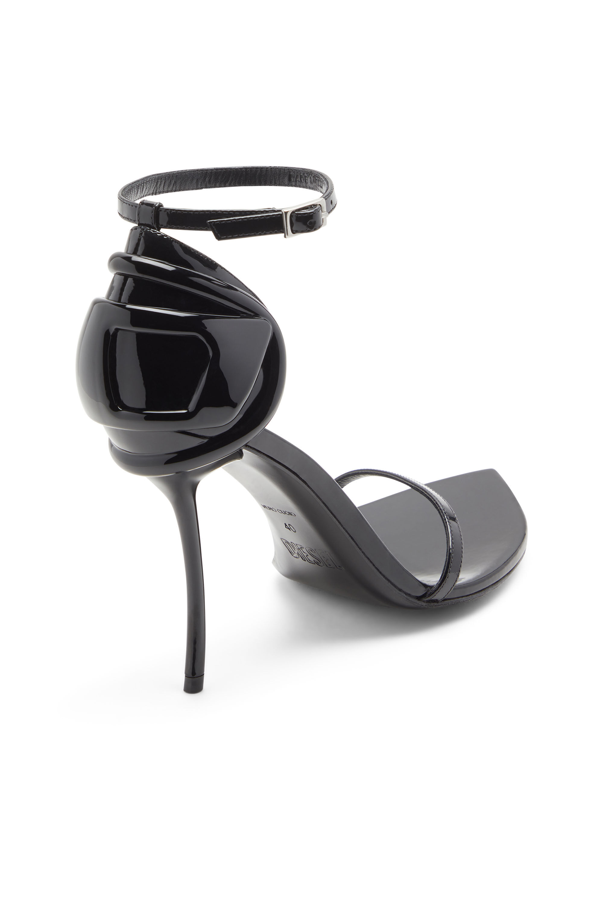 Diesel - D-TEN&HALF SANDAL, D-Ten&Half-Sandalias con tacones de aguja en charol y satén Mujer in Negro - 6