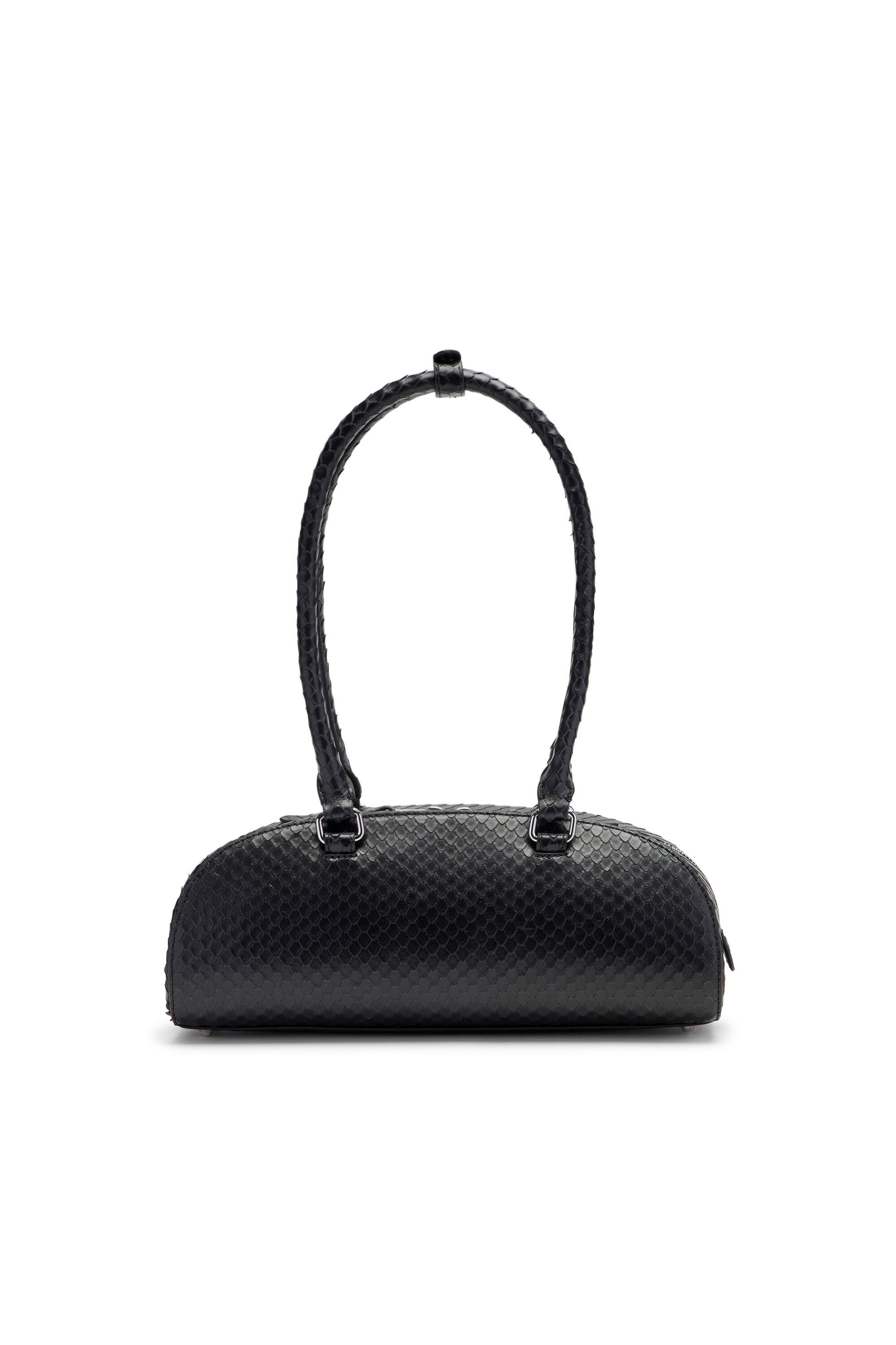 Diesel - 1DR DOME SHOULDER EW, 1DR Dome-Bolso bowling alargado en piel efecto serpiente Mujer in Negro - 3