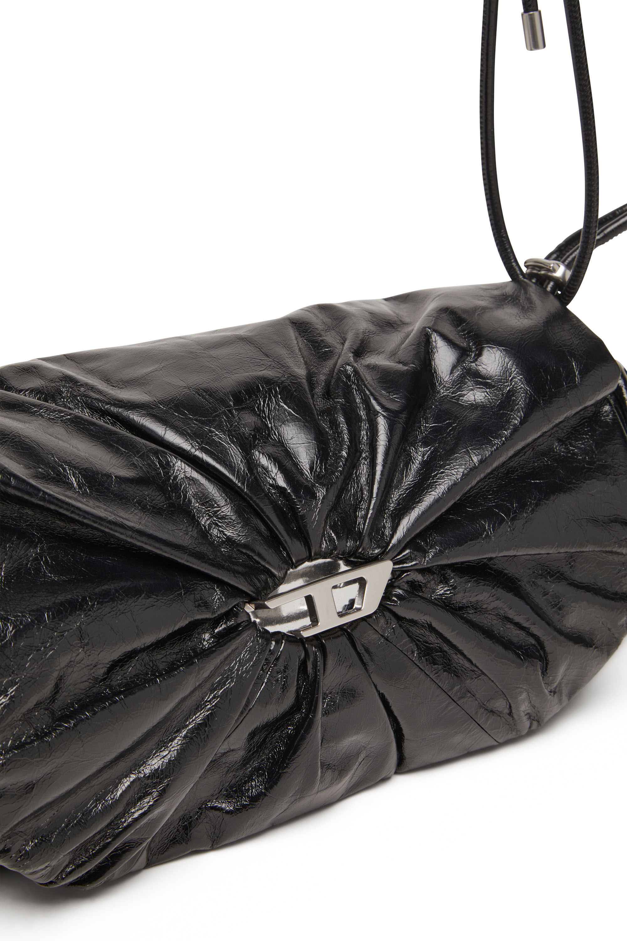 Diesel - SCRUNCH-D SHOULDER M, Scrunch-D M-Bolso de hombro en cuero brillante Mujer in Negro - 2