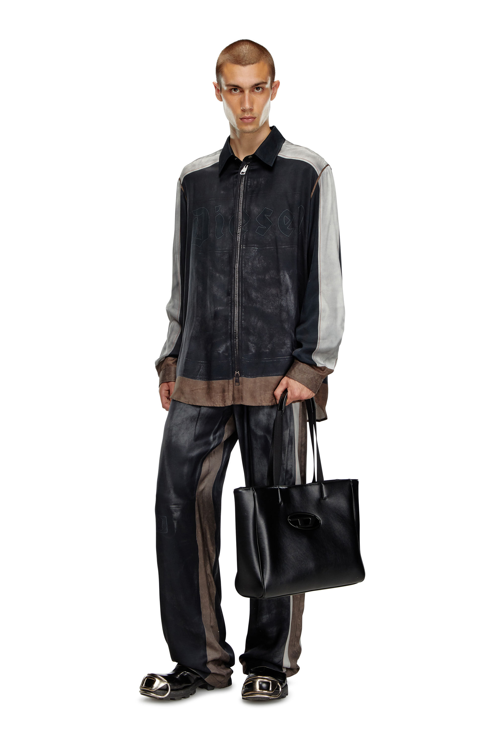 Diesel - HOLI-D SHOPPER EW, Holi-D-Bolso shopper cuadrado de neopreno reforzado Unisex in Negro - 6