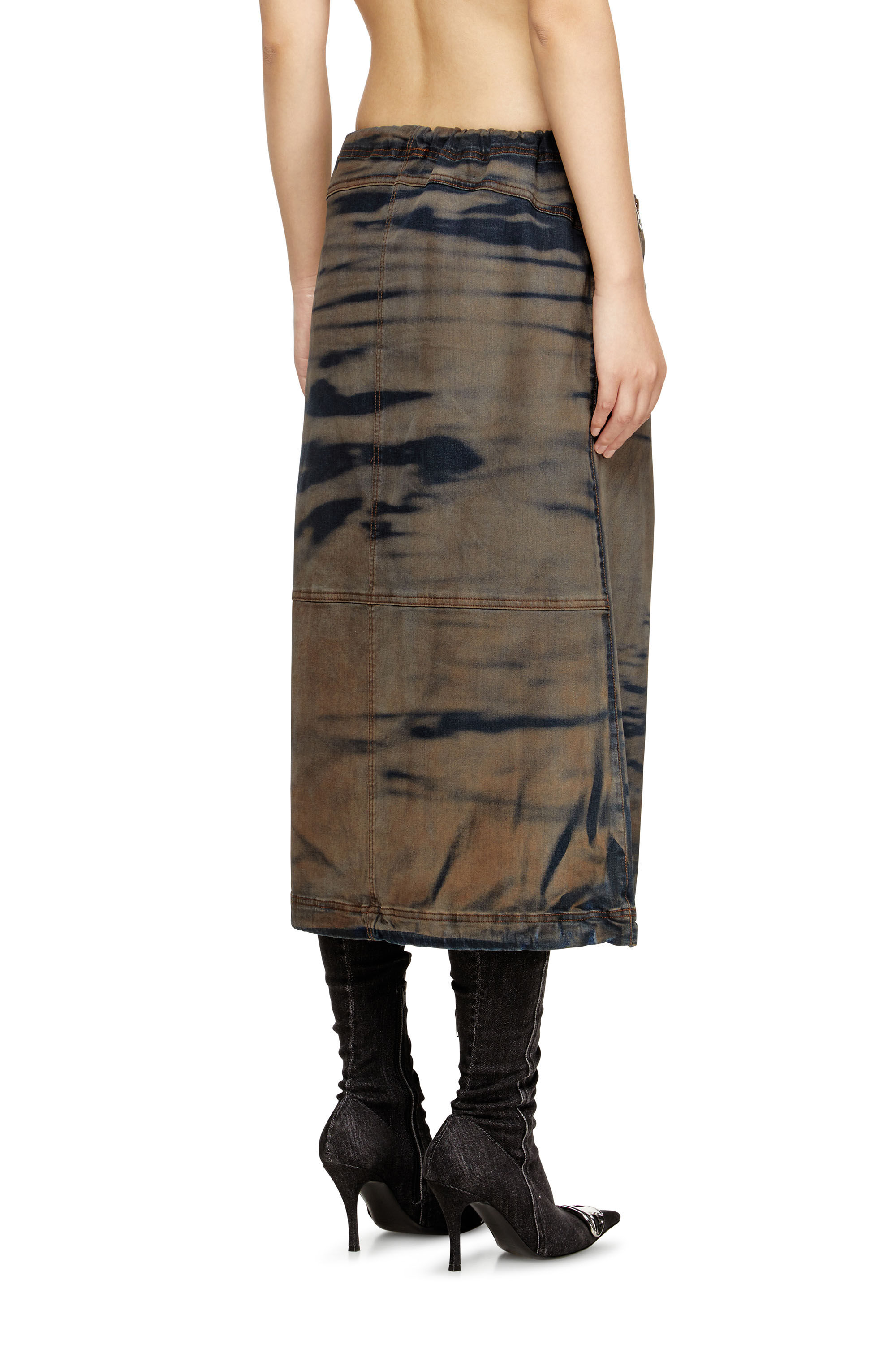 Diesel - O-MIRTOW-DEN, Falda midi de denim con cordón Mujer in Multicolor - 4