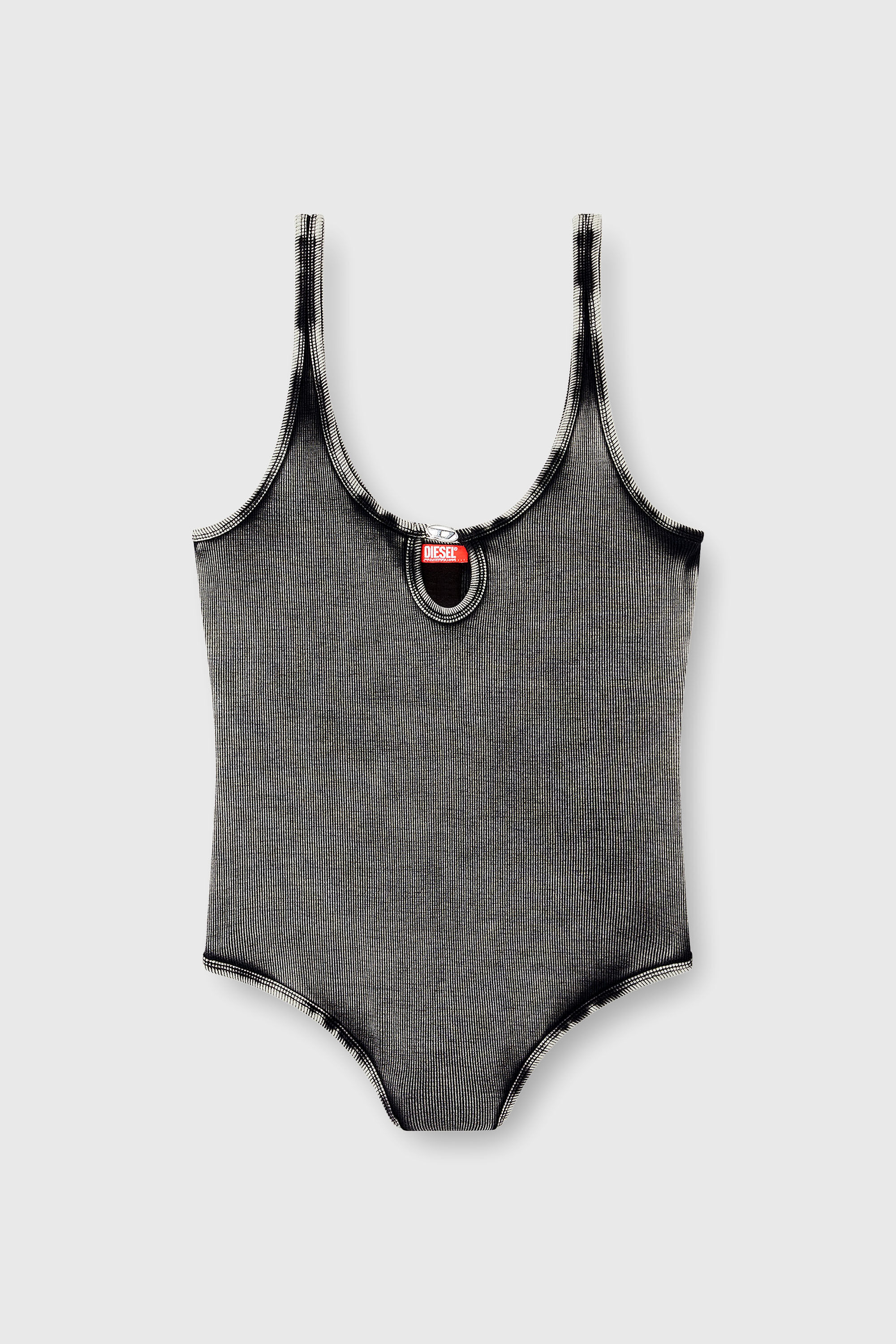 Diesel - MAURA-DNM, Body de algod&oacute;n el&aacute;stico con lavado oscuro efecto m&aacute;rmol Mujer in Gris - 2