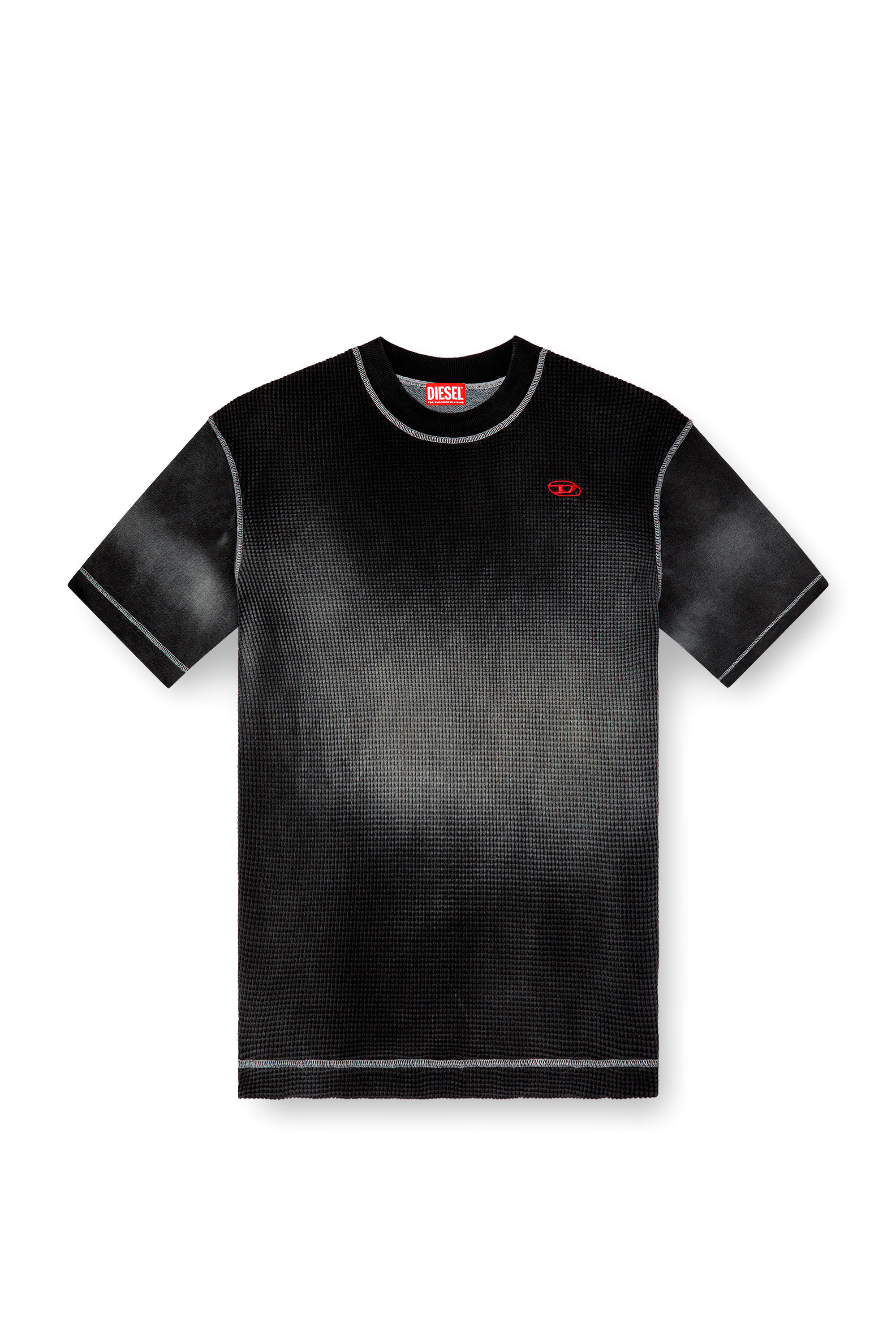 Diesel - S-WAFYCOL, Sudadera de media manga en tejido gofrado Hombre in Negro - 2