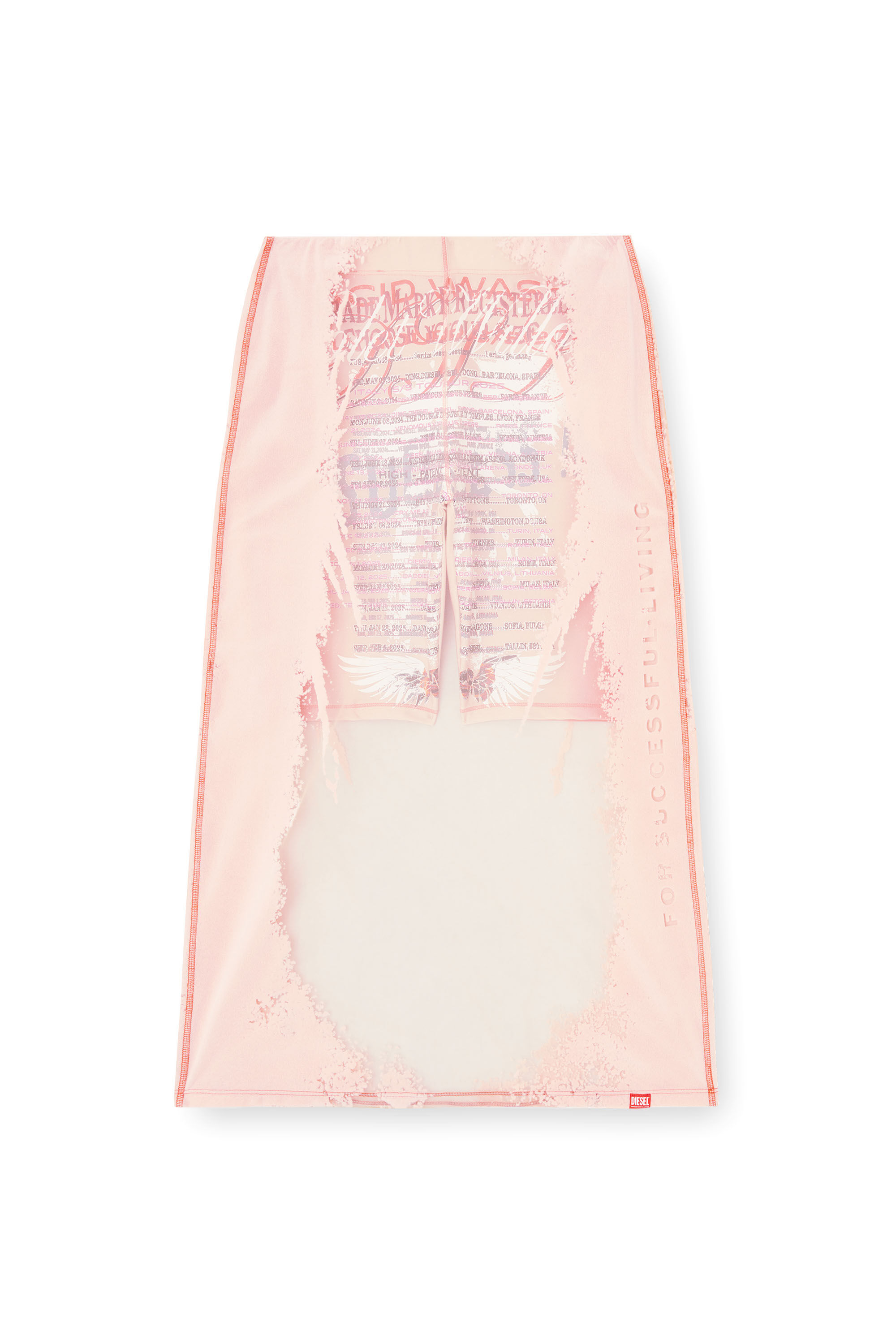Diesel - O-LYAC, Falda midi con estampado de letras de canciones a capas Mujer in Rosa - 2