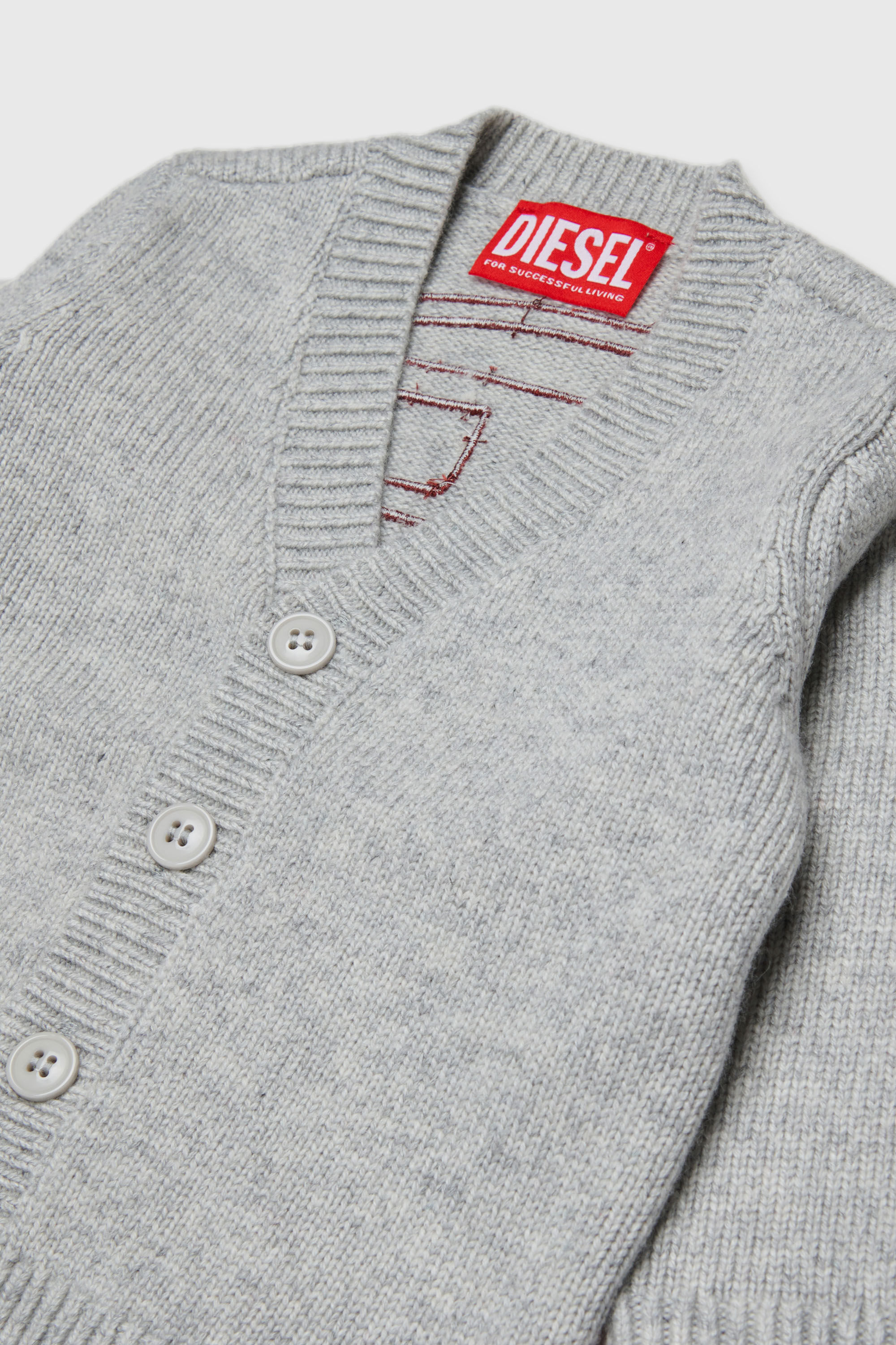 Diesel - KOLYB, Man's Cashmere-enriched cardigan with big Oval D in Grey - 3