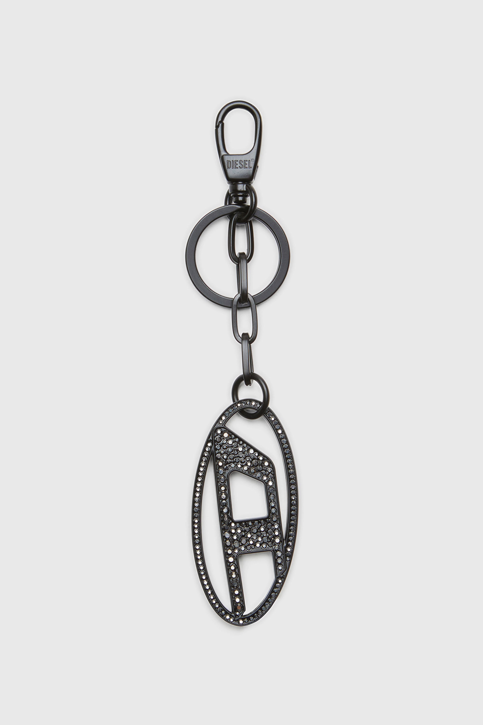 Diesel - HOLY-C, Llavero met&aacute;lico ovalado en forma de D con cristales Mujer in Negro - 1