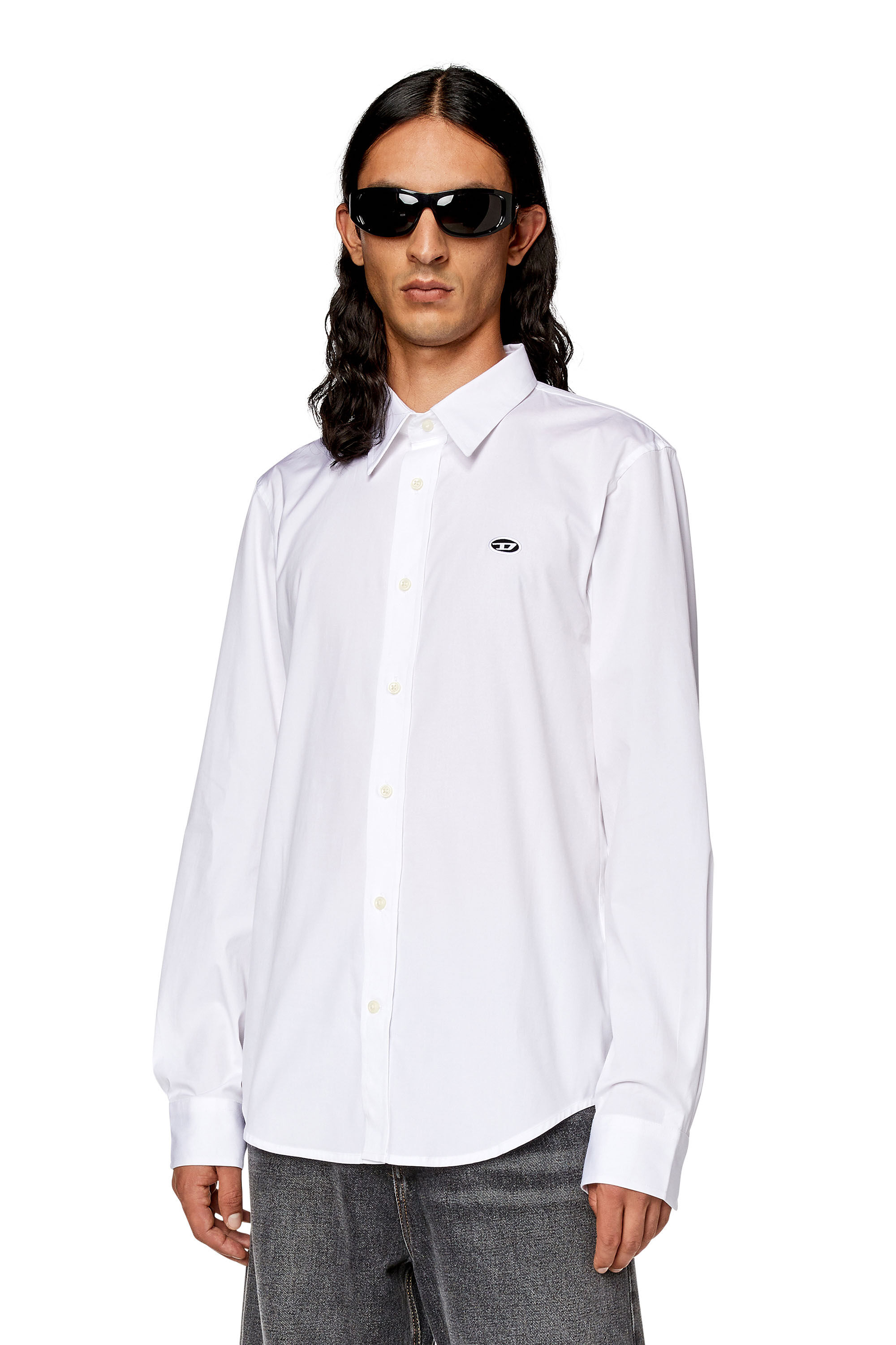 Diesel - S-BENNY-A, Hombre Camisa con parche oval D in Blanco - Image 3