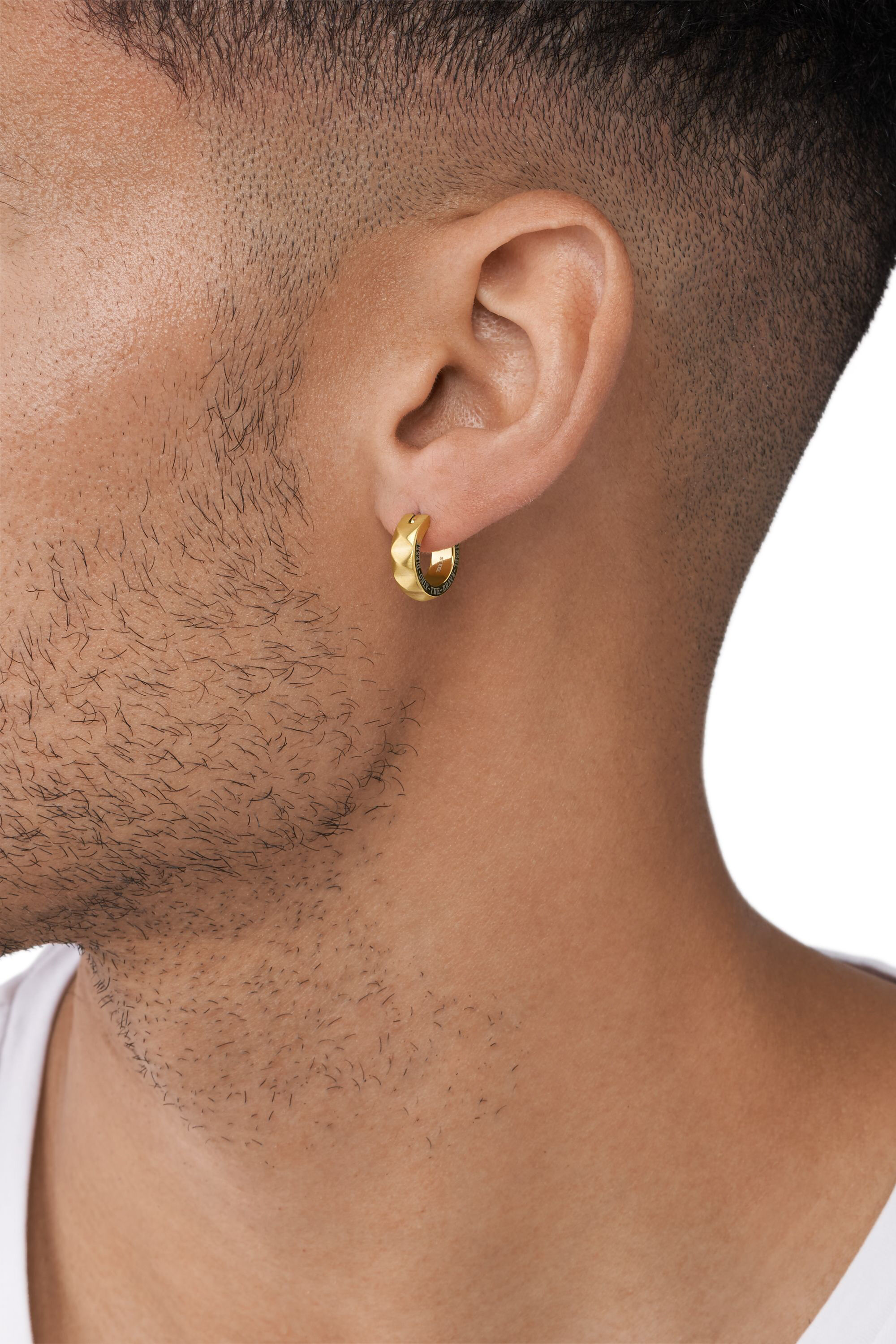 Diesel - DX1417, Pendiente de aro de acero dorado Unisex in Dorado - 3