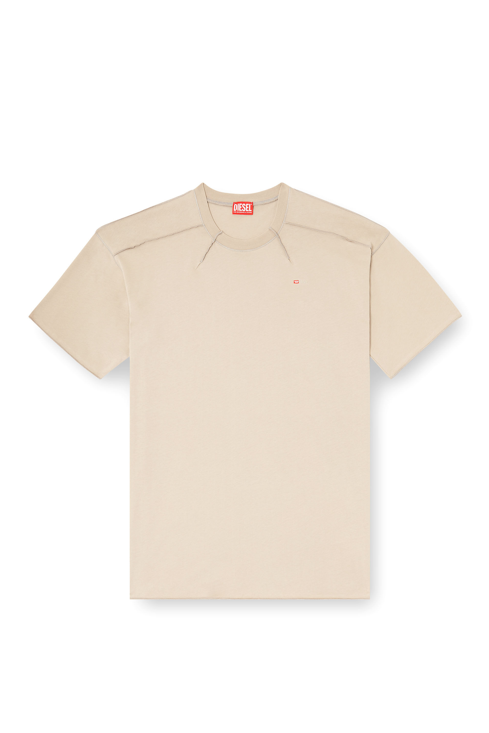 Diesel - T-CRAHOR-BOXT-T1, Camiseta de algodón con micro bordado Hombre in Beige - 2